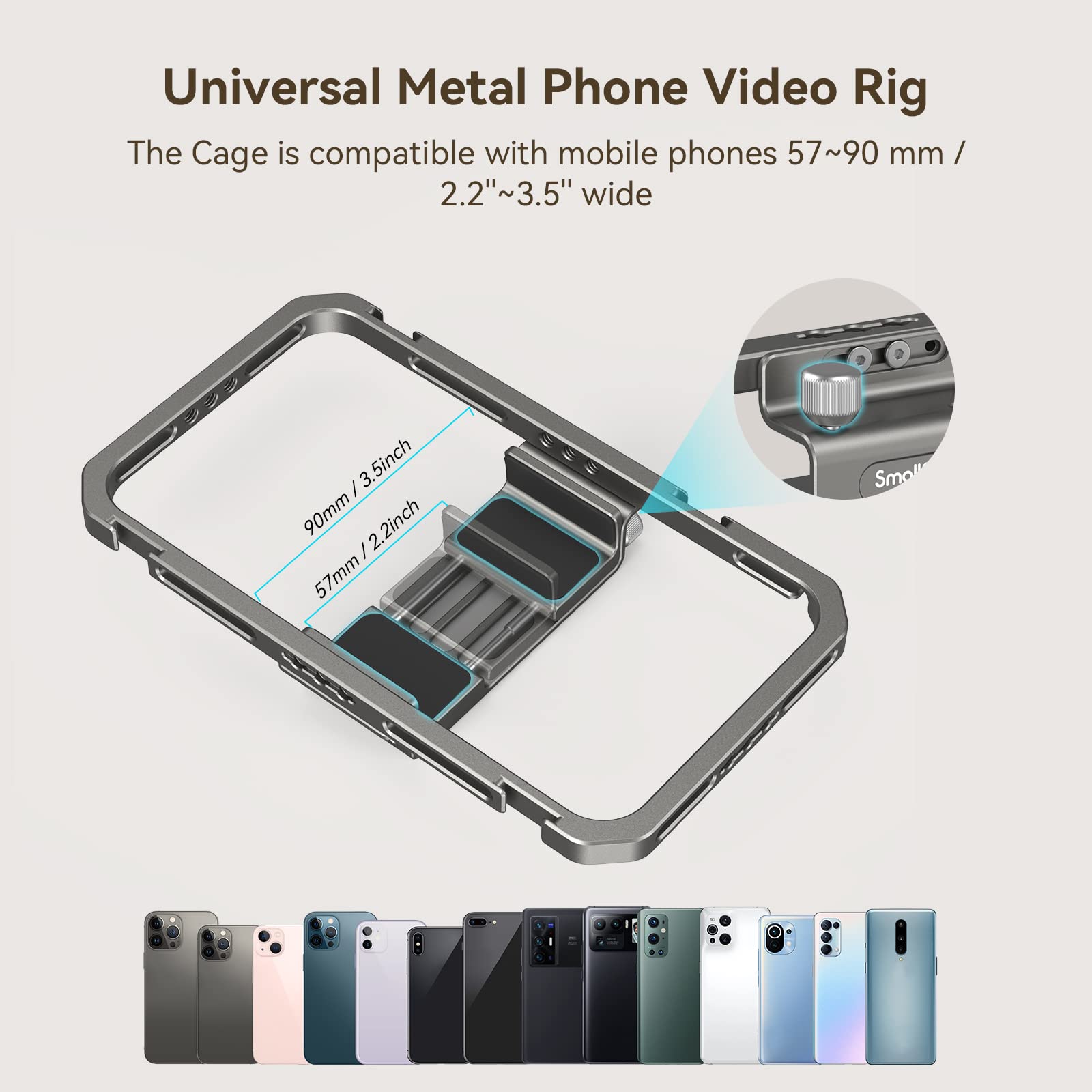 Smallrig Bundle:Rm120 Rgb Video Light 3808+Universal Phone Cage 4121