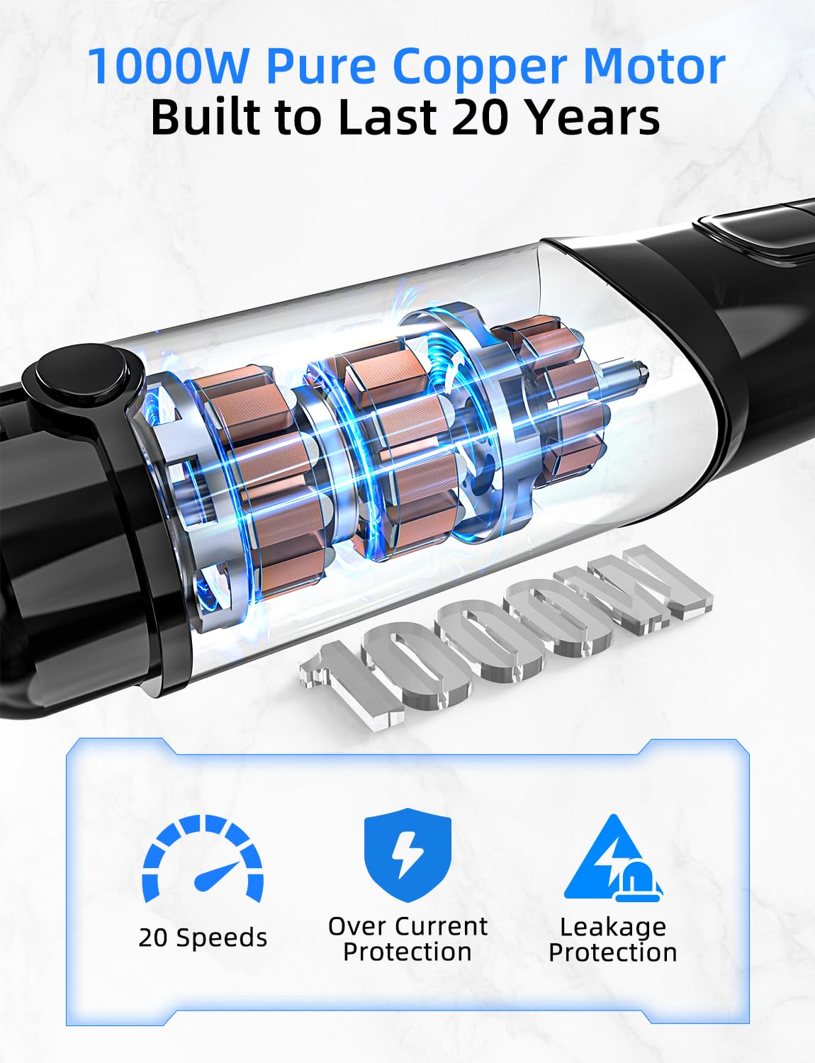 Potane Immersion Blender, Heavy Duty Copper Motor, Stainless Steel Smart Stick With Egg Beaters, Potato Masher, Chopper/Food Processor