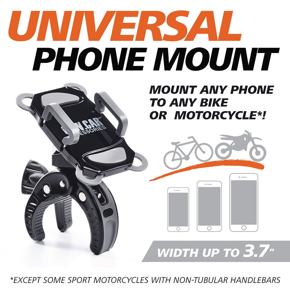 Caw.Car Accessories Bike & Motorcycle Phone Mount - For Iphone 14 (13, Xr, Se, Max/Plus), Galaxy S22 Or Any Cell Phone - Universal Atv, Mountain & Road Bicycle Handlebar Holder. +100 To Safeness & Comfort