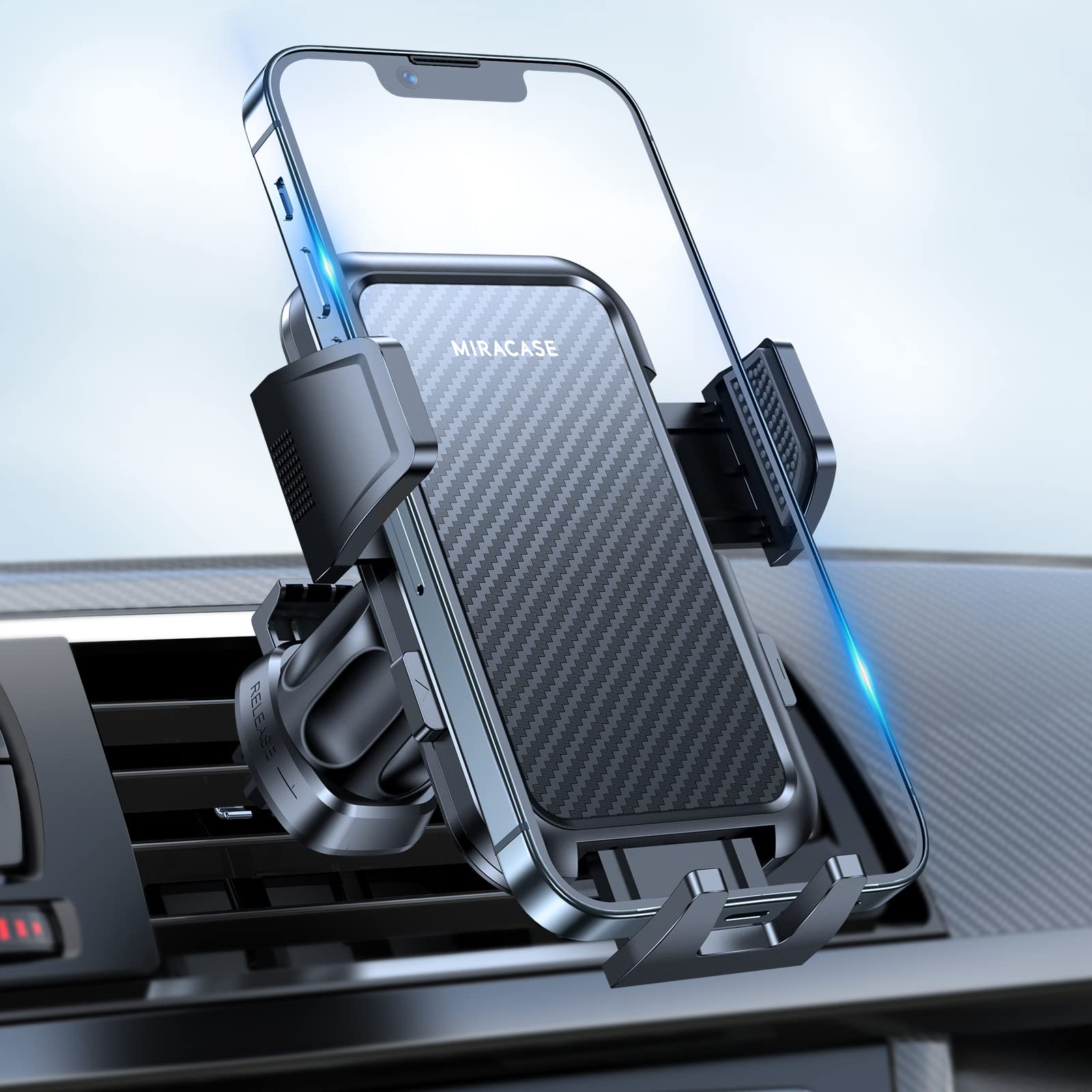 Miracase   Universal Car Phone Holder Mount For Air Vent, Sturdy And Thick Case Friendly Hands- Mount For Iphone, Samsung, And All Smartphones