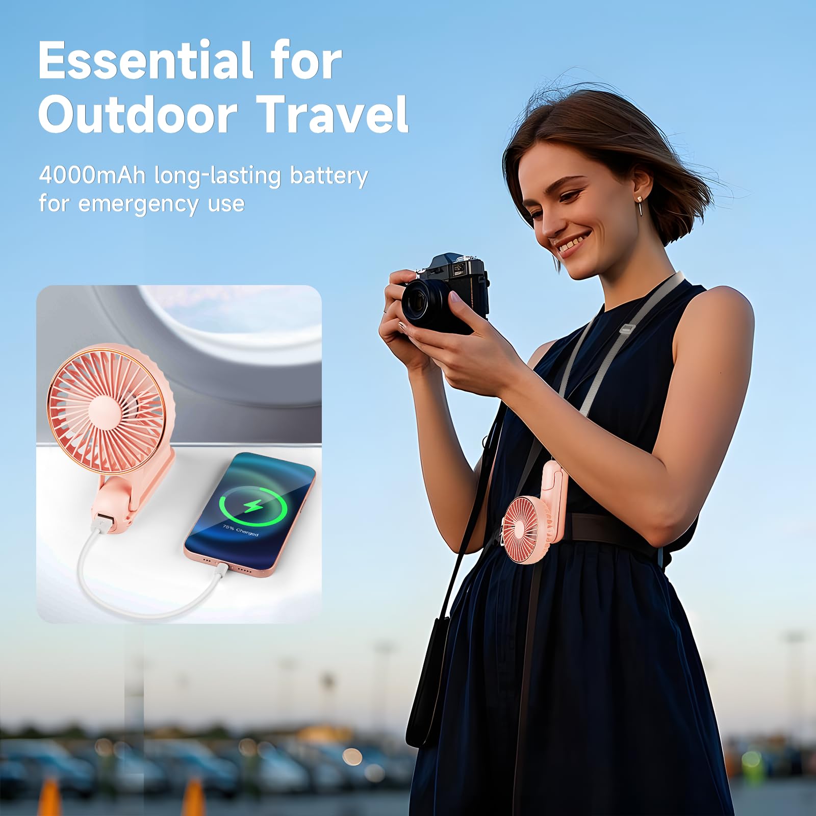 Portable Handheld Fan, 180° Foldable Personal Fan As Power Bank, Usb Rechargeable Mini Hand Fan