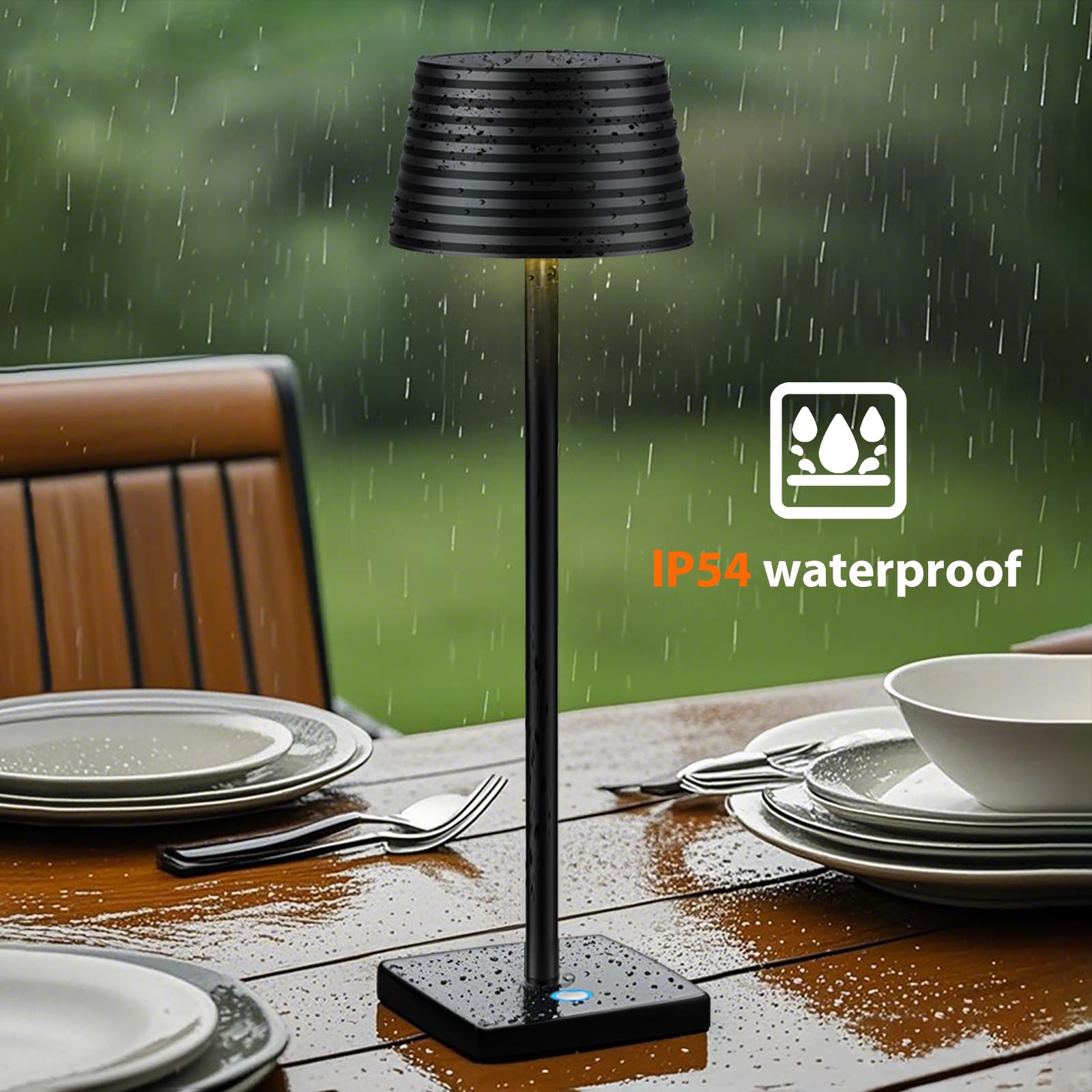 Barryca Cordless Table Lamp Rechargeable, Outdoor Portable Led 6000Mah Battery Operated Lamp, Ip54, Touch Dimmable, For Restaurant Outside Dining Bar Patio Party Cocktail (1-Pack-Black)