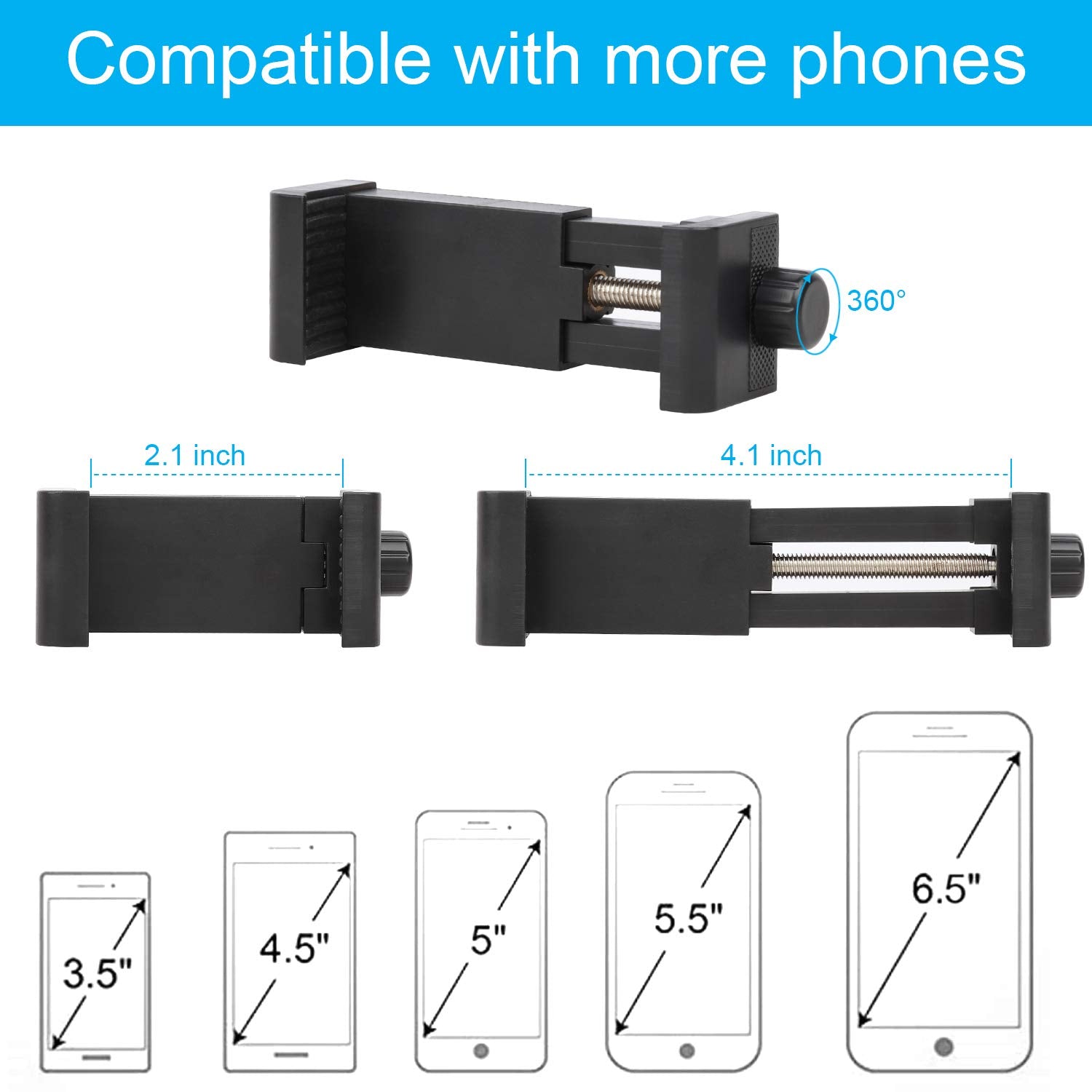Itodos Portable Flexible Cell Phone Holder Stand For Treadmill, Spin Bike, Stroller, Shopping Cart, Bed, Car, Kitchen, Desk, Compatible With Iphone, Android (Black)