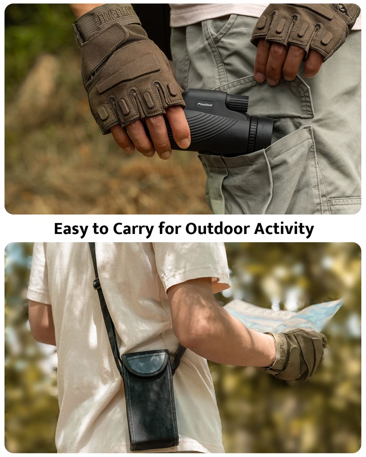 Usogood Monocular Telescope, 10X42 Monoculars For Adults, Compact Portable Waterproof Monocular With Hand Strap, Lightweight Handheld Pocket Telescope For Bird Watching