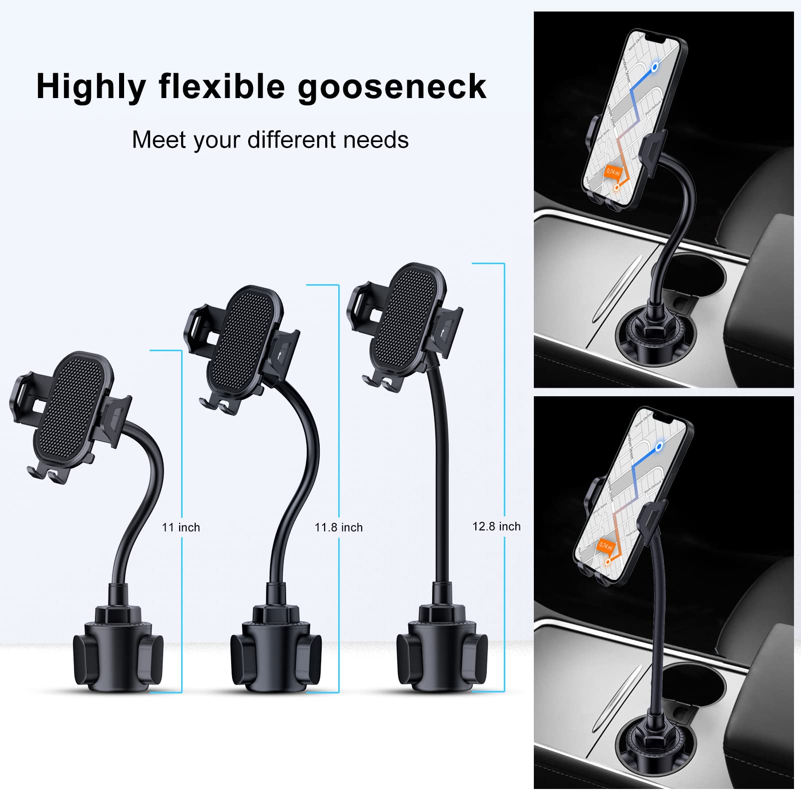Lopnord Car Phone Holder Mount Cup Holder, Phone Mount For Car Compatible With Iphone 16 15 14 Pro Max/Samsung Galaxy S24 S23 S22 Ultra, Cell Phone Holder Car Flexible Gooseneck Phone Holder For Car