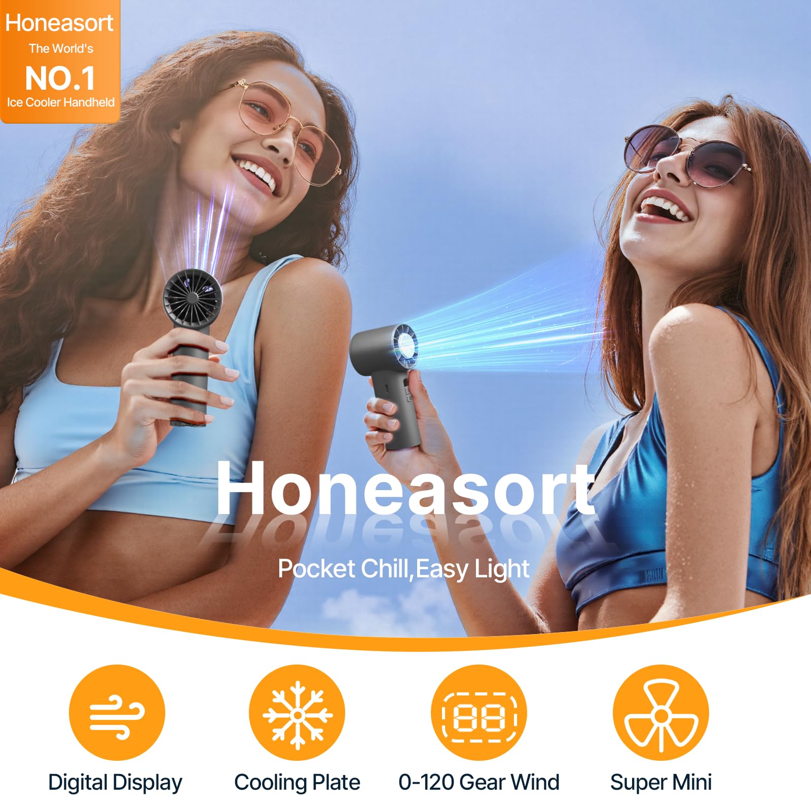 Portable Handheld Turbo Fan Speed(1-120) Adjustable Mini Fan Featuring Cooling Mode 5000Mah