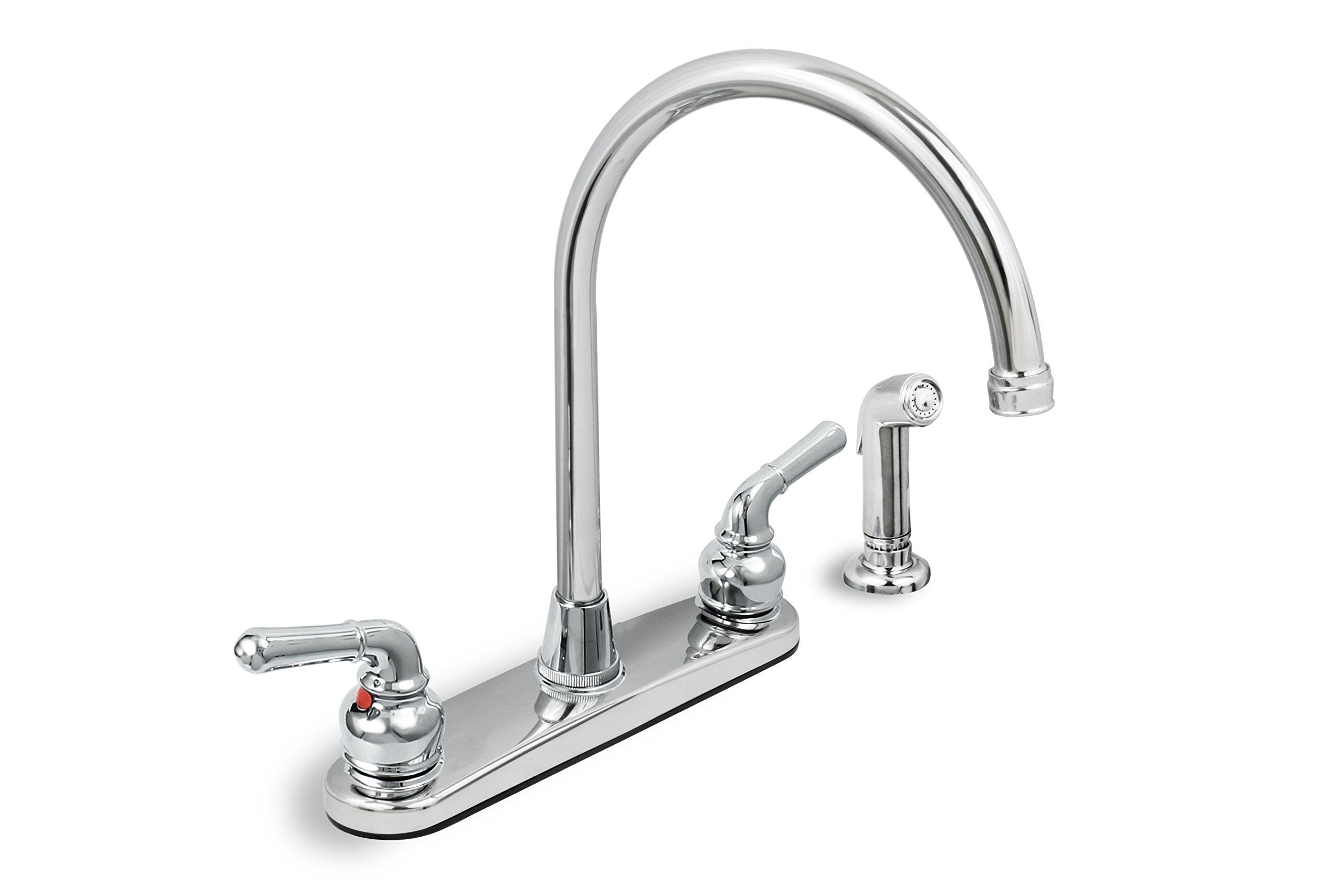 Highcraft 393Ii Kitchen Faucet, High Arc Swivel Spout, Chrome Plated Finish, Lead- Construction, Pull Out Side Spray Hose, 2 Operate Metal Handle 1.5 Gpm Flow Rate Easy To Use