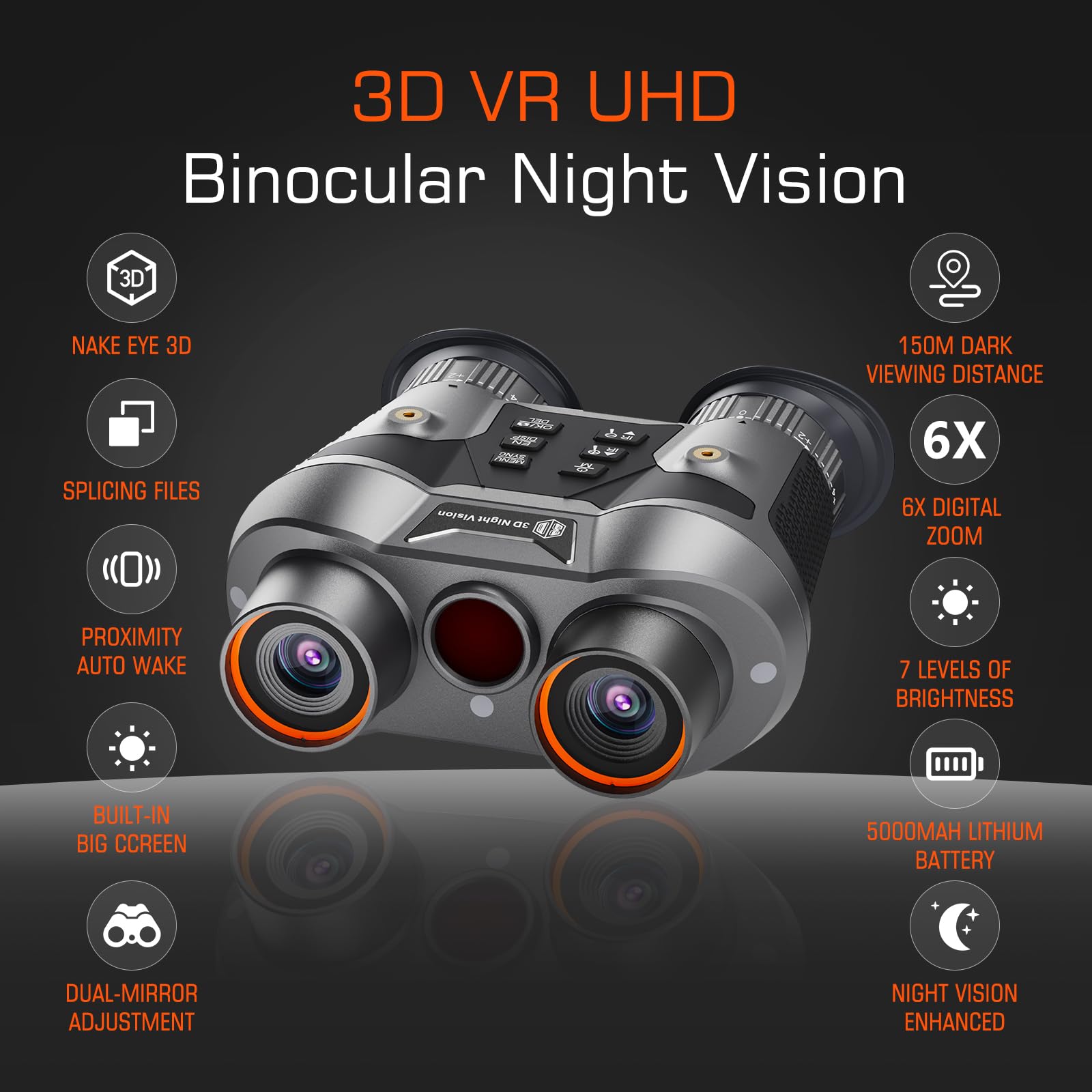 Dsoon 3D Vr Night Vision Goggles - Rechargeable Head-Mounted Binoculars With 8K Uhd & 4K Video, 3D Synthesis,2300Ft Ir Night Vision,36Mp Photos,6X Zoom,Includes 64Gb Tf Card For Hunting Surveillance