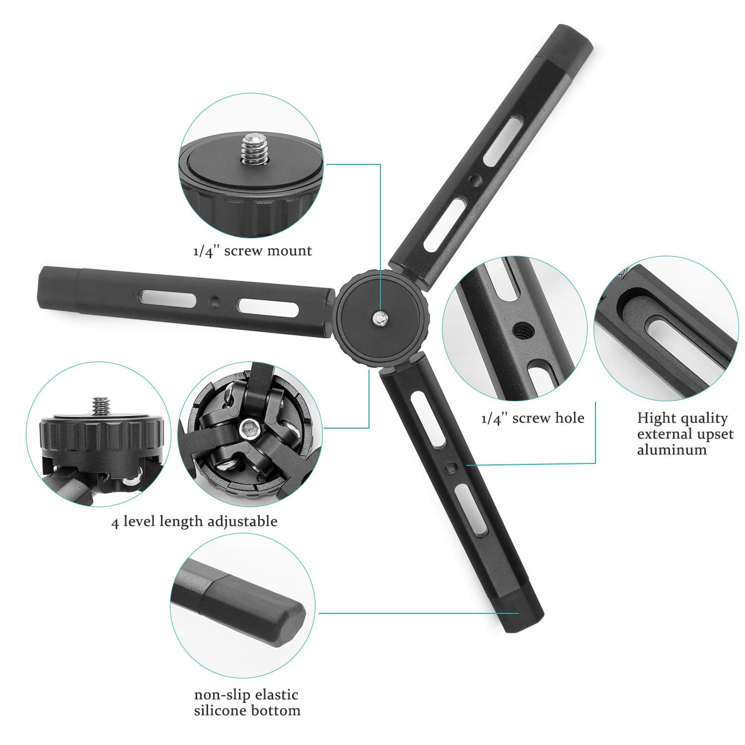 Eaxanpic Aluminum Mini Tripod,Desktop Tabletop Stand Tripod For Zhiyun Smooth Q/4, Crane Plus/2, Osmo Mobile, Ronin-S, Vimble 2,Gimbal Handle Grip Stabilizer