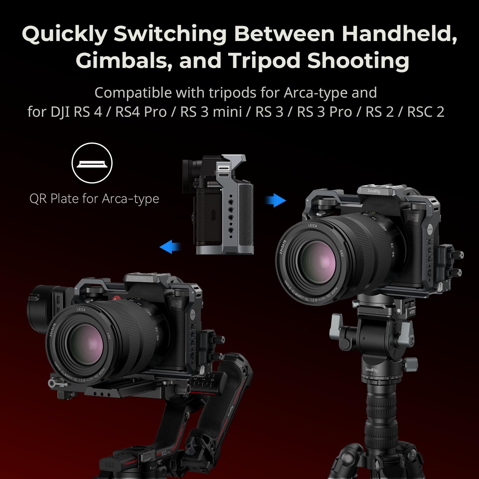 Smallrig Sl3 Cage Kit For Leica Sl3 With Aluminum And Titanium Build, One-Touch Release Cable Clamp, Quick Release Plate For Arca-Type, Shoe Mount, Nato Rail, Qd Socket, Threads - 4510