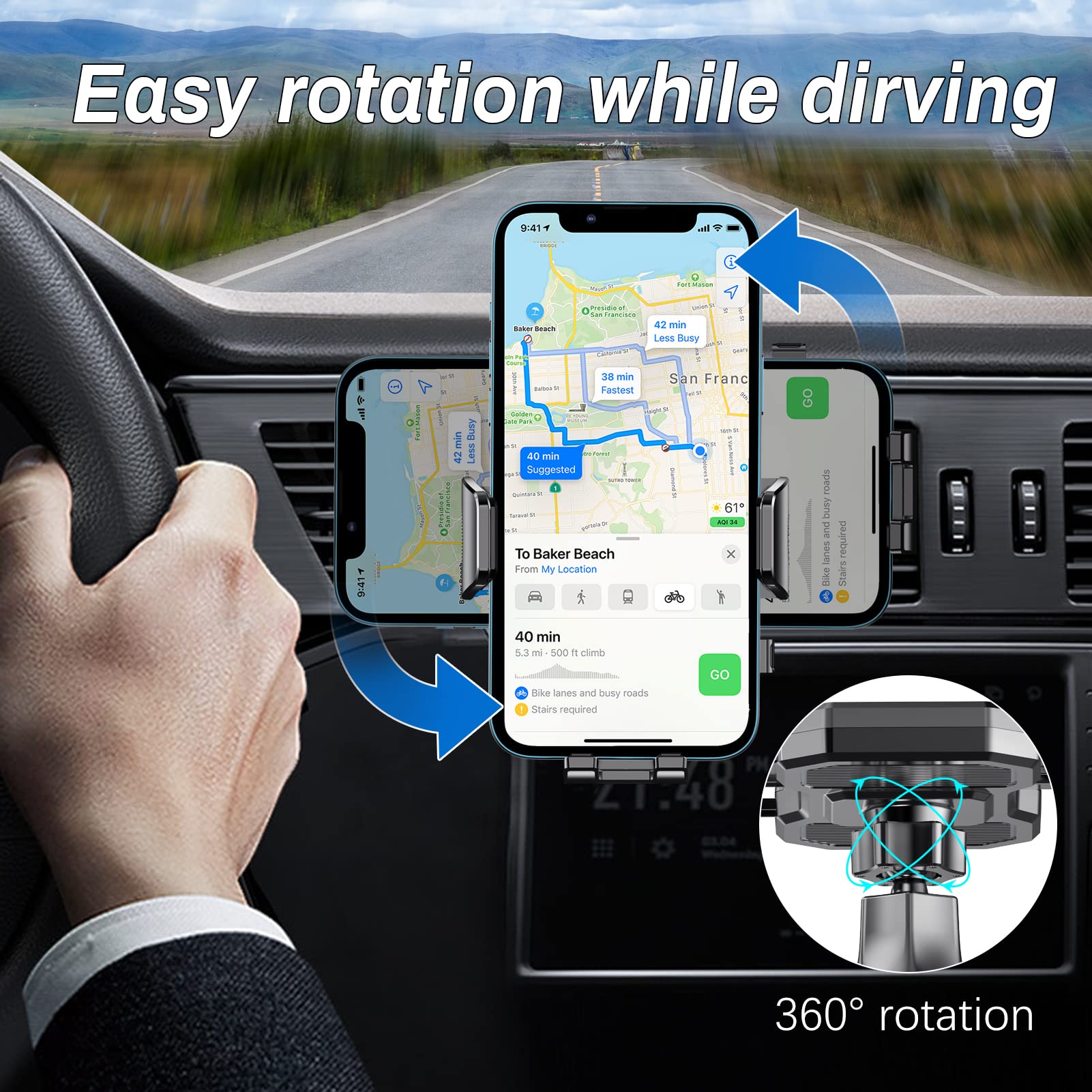 Lopnord Universal Air Vent Car Phone Holder Compatible For Iphone 13/14/15, Samsung S23 Ultra - Super Stable For 4-7 Inch Smartphones
