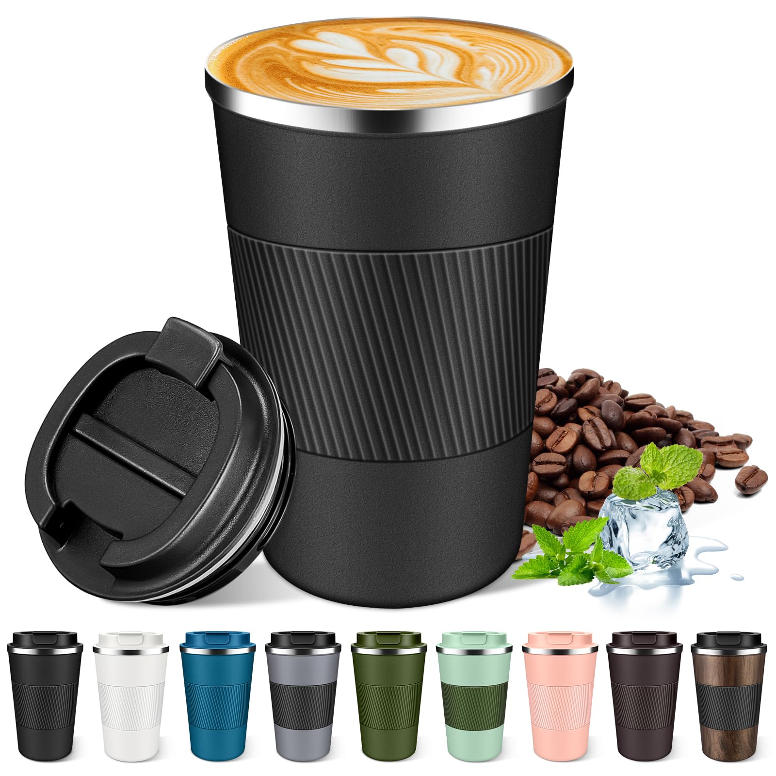 Insulated Coffee Mug 12Oz & 17Oz, Leakproof Coffee Cup With Lid, Thermal Coffee Tumbler Stainless