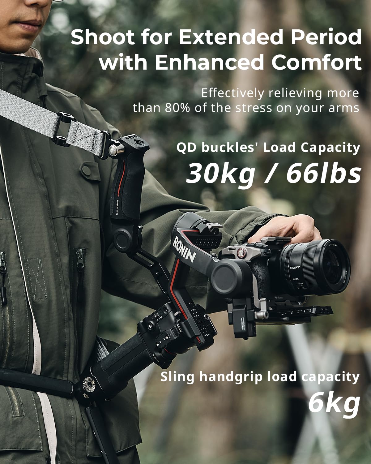 Smallrig Adjustable Sling Handgrip Gimbal Sling Handle W/Shoulder Strap For Dji Rs 3 / Rs 3 Pro/Rs 2 Stabilizer, Ergonomic Grip For Low Angle Shots