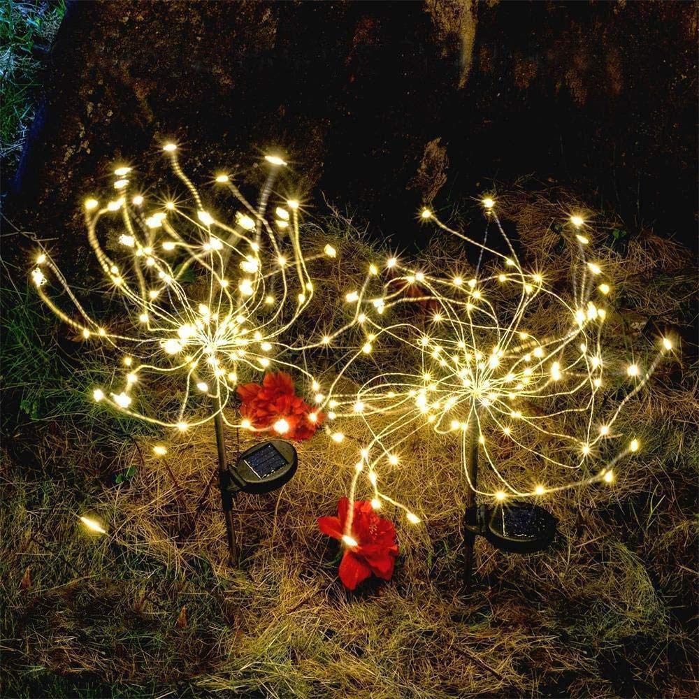 Epic Gadget Solar Firework Light, Epicgadget 105 Led Warm Light Outdoor Firework Solar Garden Decorative Lights For Walkway Pathway Backyard Christmas Decoration Parties (Warm White) (2 Pieces)