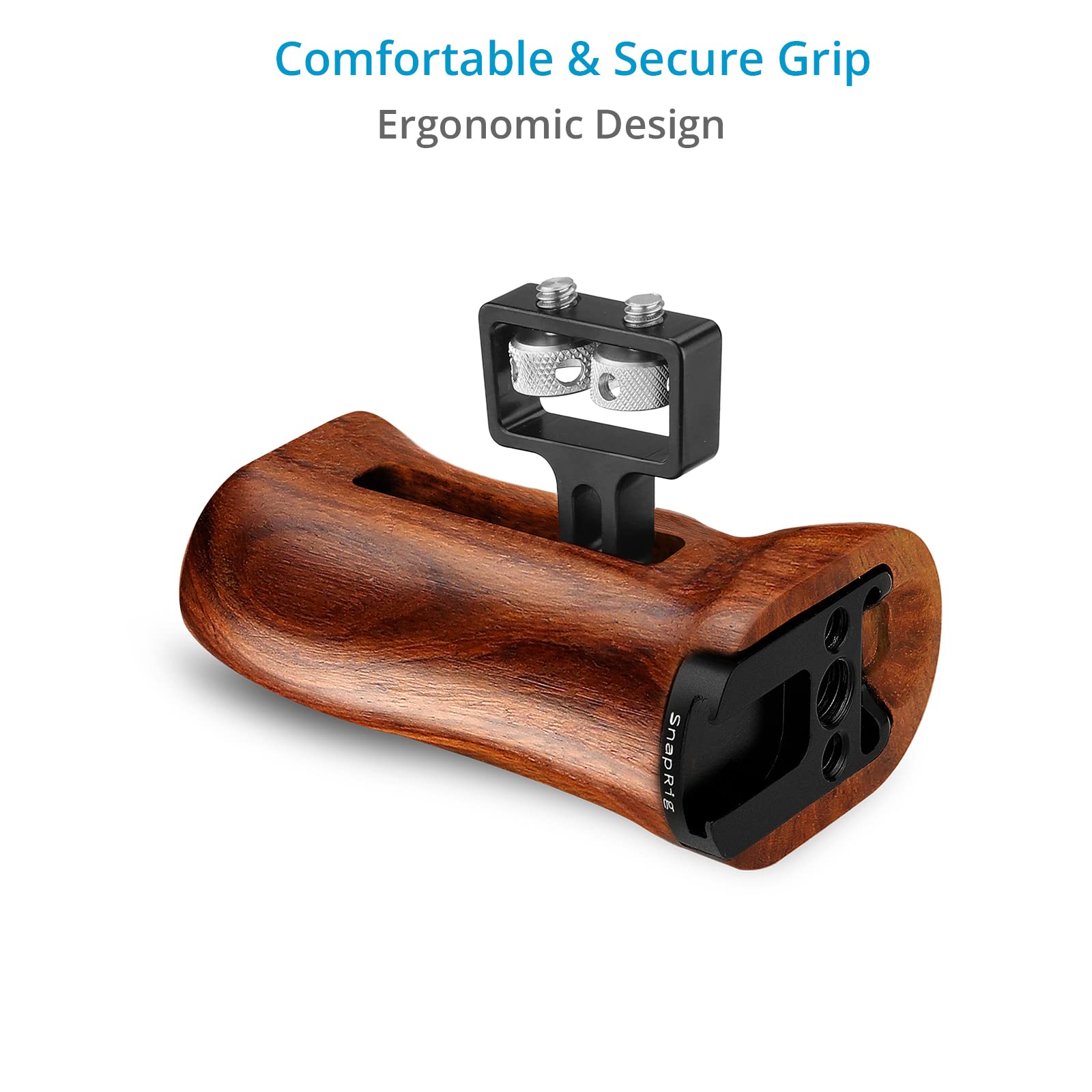 Proaim Snaprig Universal Wood Side Handle (1/4”-20 Mount) For Small To Mid-Size Dslr Camera  Adjustable Design With Comfortable & Secure Grip  For Right/Left Hand Use W Camera Cage & Rigs (Wsh258)