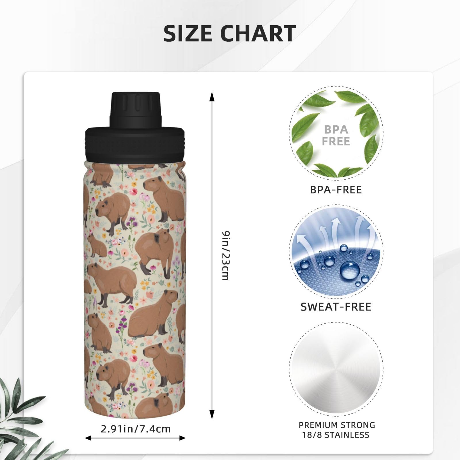 Capybara Capybara Thermos Mug Kawaii Water Bottle Stainless Steel Vacuum Insulated Bottle