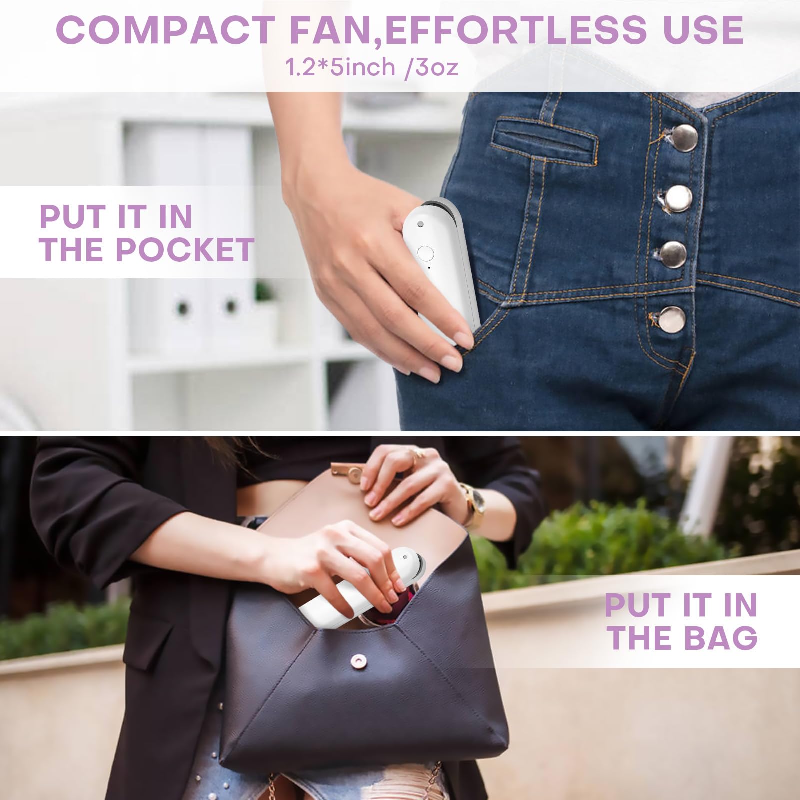 Nezylaf Handheld Mini Fan，Portable Small Pocket Fan，Rechargeable Personal Fan With Power Bank 2000Ma