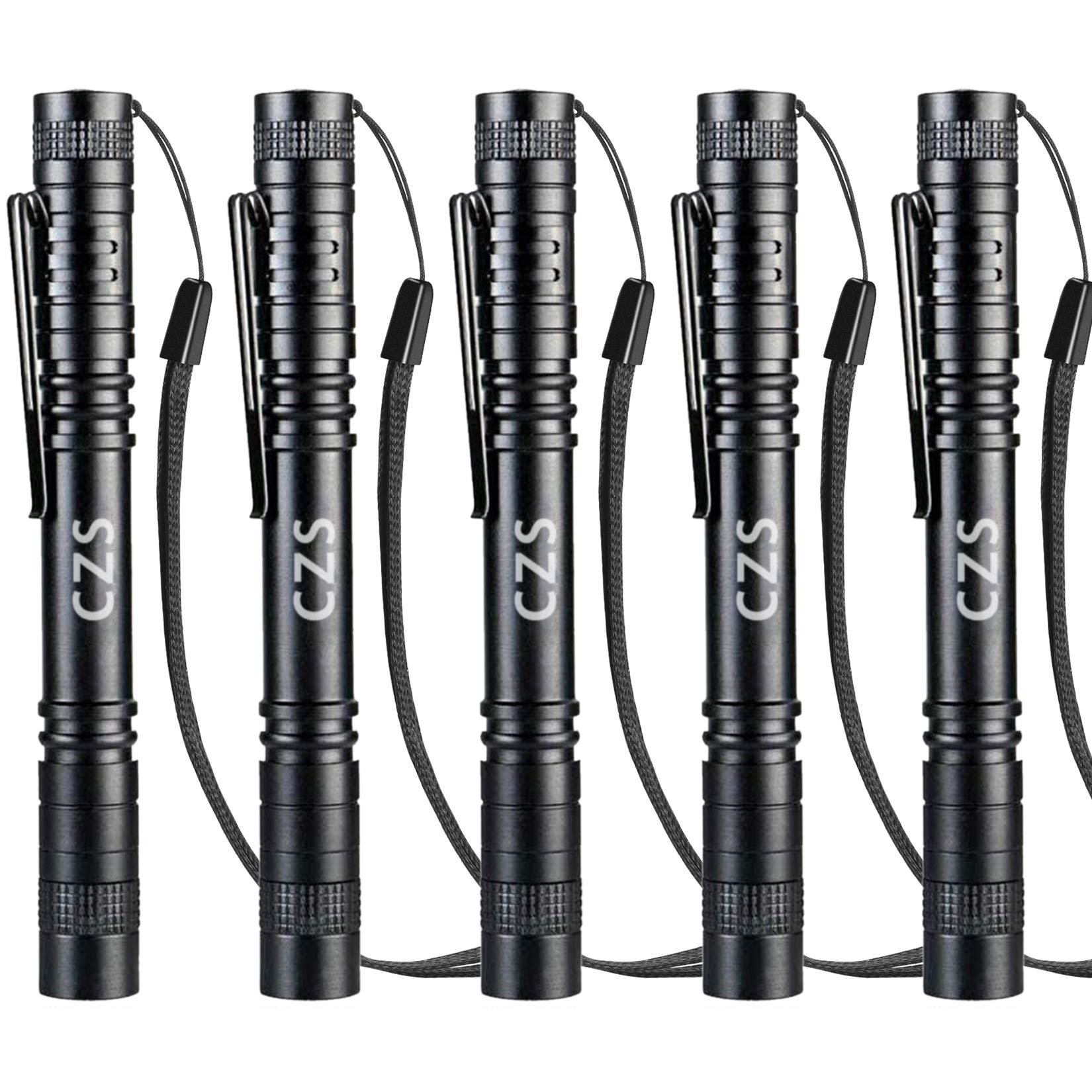 Czs Led Flashlight Penlight 1000 Lumens Battery-Powered Handheld Pen Light Pocket Torch Powered By 2Aaa Battery,5 Pcs (Battery Not Included)