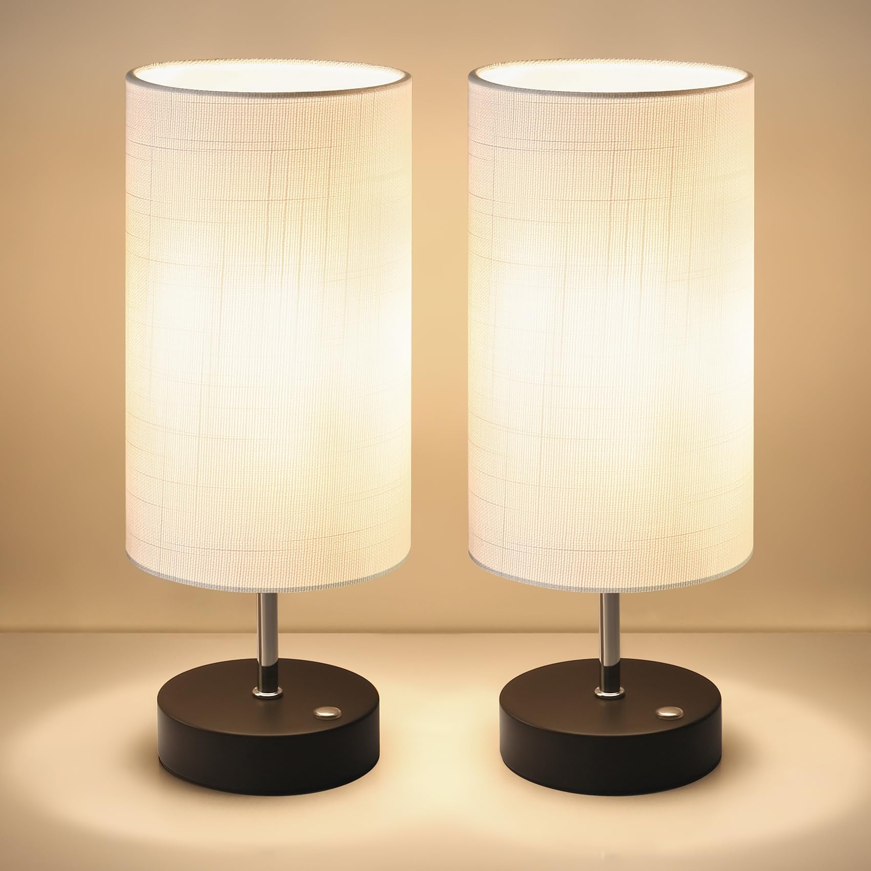 Hugchg Touch Control Cordless Table Lamp Set Of 2,5000Mah Battery Powered,Bedside Night Lamp With Stepless Dimming,Portable Table Lamp For Bedroom,Restaurants,Offices,Black