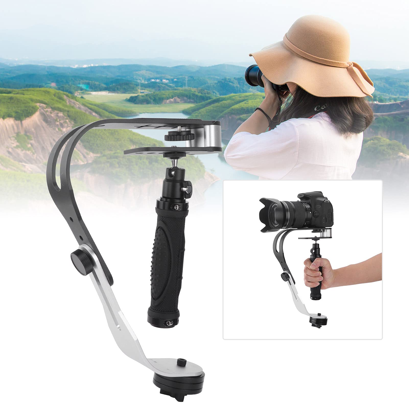 Agatige Handheld Camera Stabilizer, Aluminum Camera Stabilizer Bow Handheld Video Stabilizer With Handle Adjustable Weight For Dslr