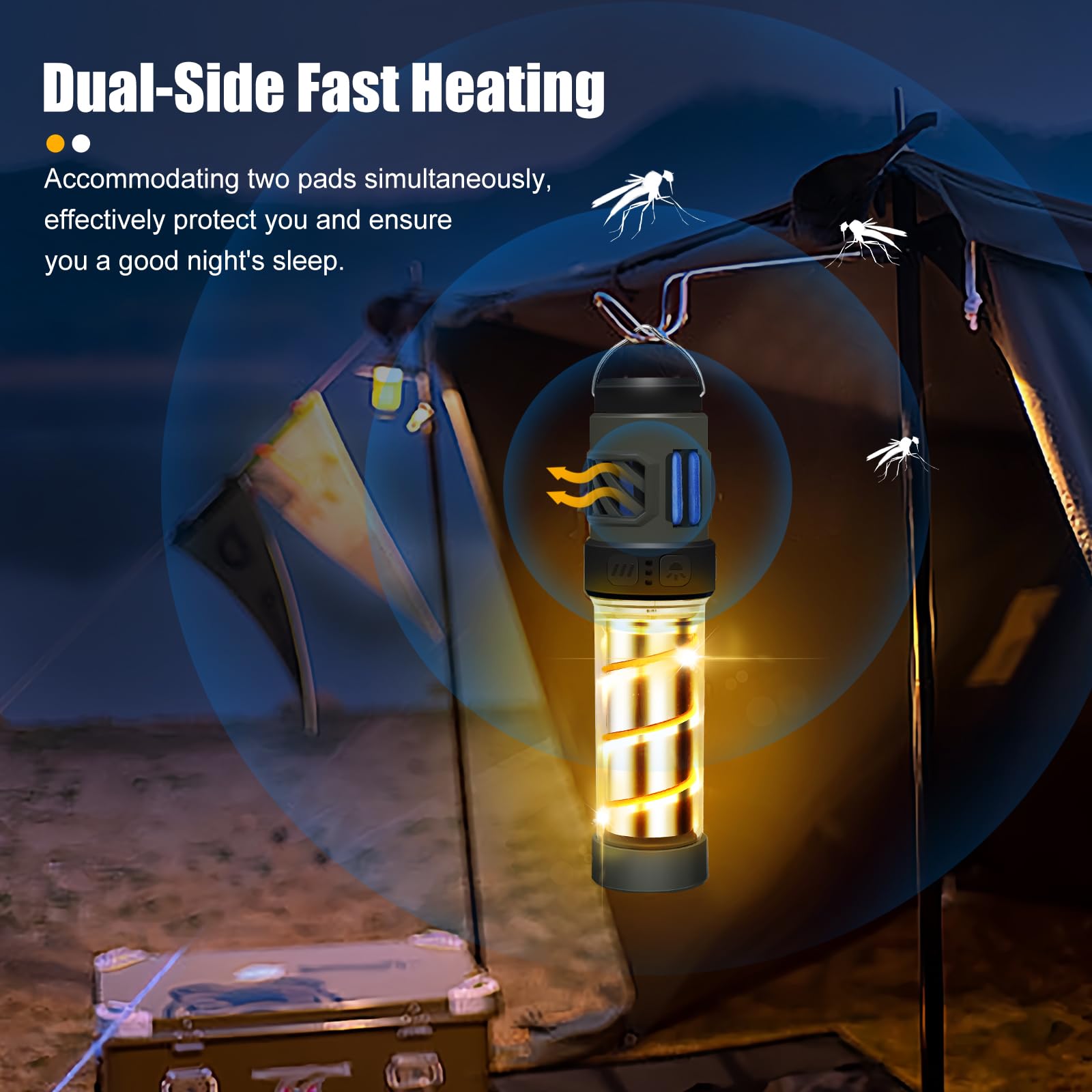 Wssbond Buzz Defense Portable,𝓜𝓸𝓼𝓺𝓾𝓲𝓽𝓸 Repellent, Rechargeable Flashlight Camping Lantern Lights With Dual-Heating, Multifunctional, Waterproof White&Warm Light Lantern For Outdoor Camping(6 Refills)