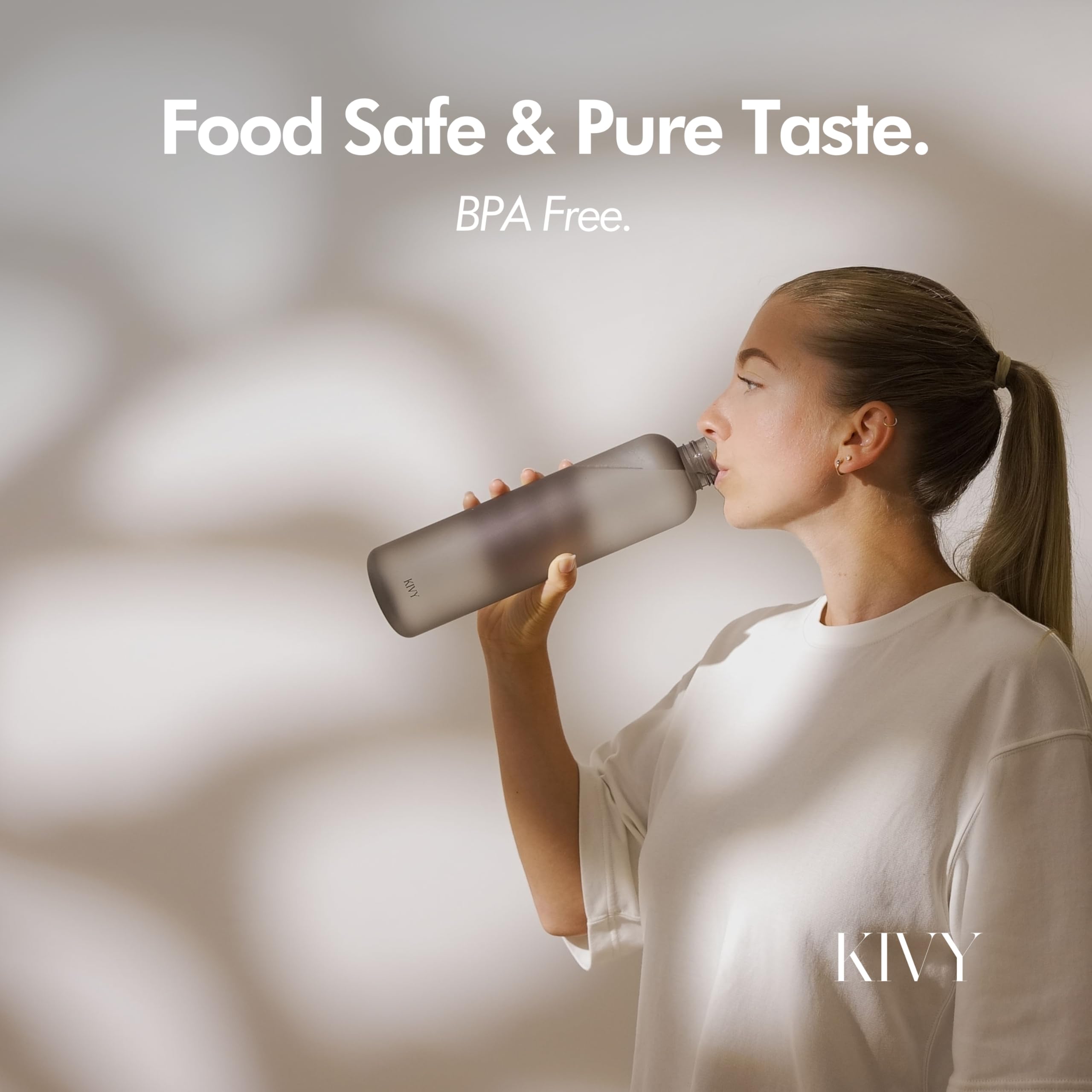 Kivy Slim Water Bottle 32Oz [Lightweight & Shatterproof] Fits Backpack & Cupholder For Travel