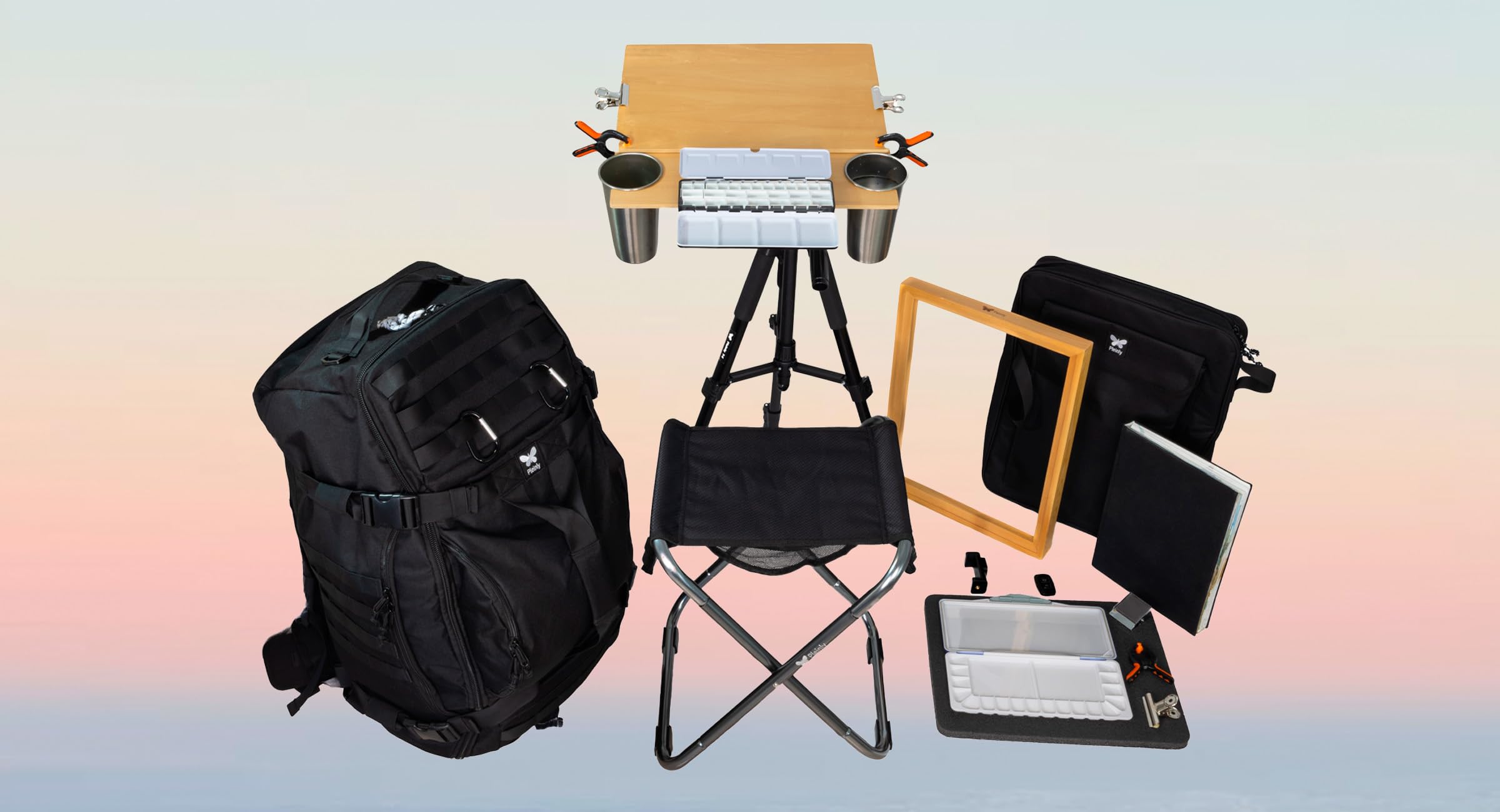 Pleinly T-5 Stong Tripod For Plein Air Easels, Pochade Boxes, Smartphones & Cameras – 68" Tall, 19.3" Compact, Lightweight (2.6 Lbs) – 360° Pan Head, 4 Flip Locks, 3 Quick Release Plates, Phone Holder