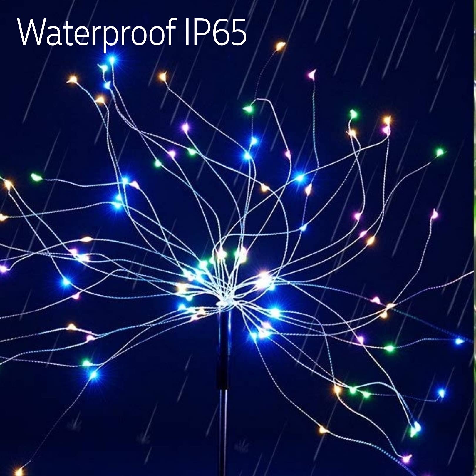 Ninite Lights Upgrated 3 Pack Solar Garden Path Lights With Remote, 120 Led Solar Firework String Lights Outdoor, 8 Modes Landscape Stake Lights For Walkway Backyard Patio Christmas Wedding Party (Colorful)