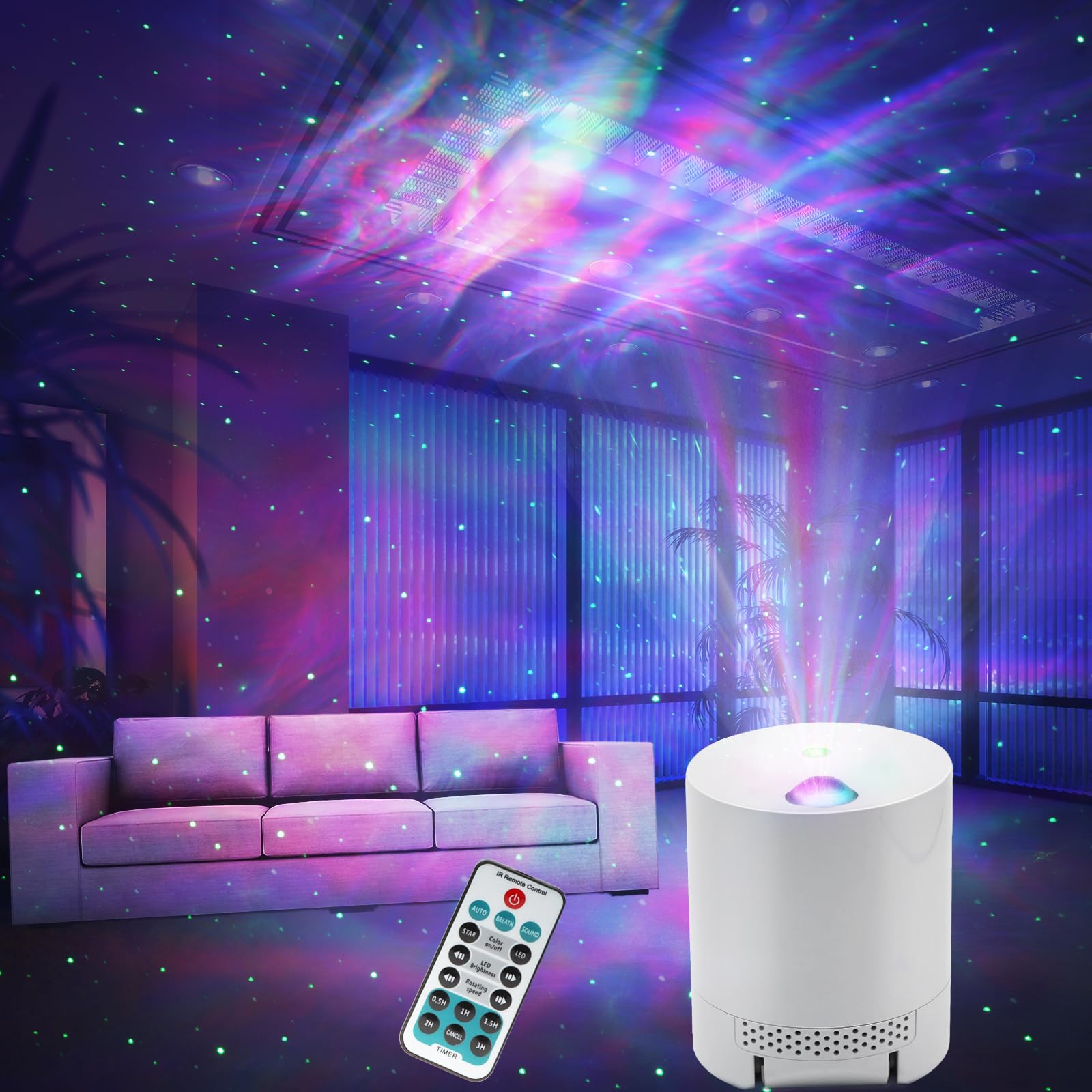Sunfucan Galaxy Projector Star Projector, Northern Lights Projector With Remote Control, Adjustable Color, Brightness And Movement Speed, Night Light Projector For Adults, Bedroom, Living Room