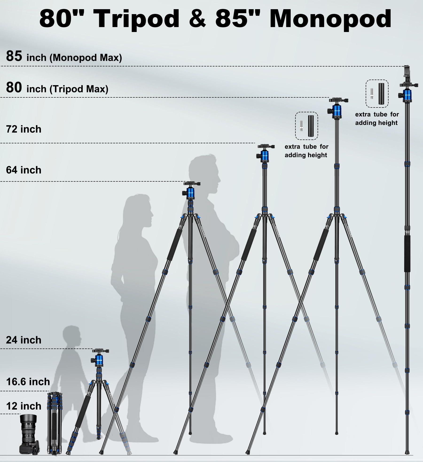 Victiv 80/85 Inches Heavy Duty Tripod For Camera And Phone, 85" Camera Monopod Tripods, Dslr Binoculars Spotting Scope Camcorders Video Tripod Stand, 360 Degree Ball Head, 35 Lbs Loads