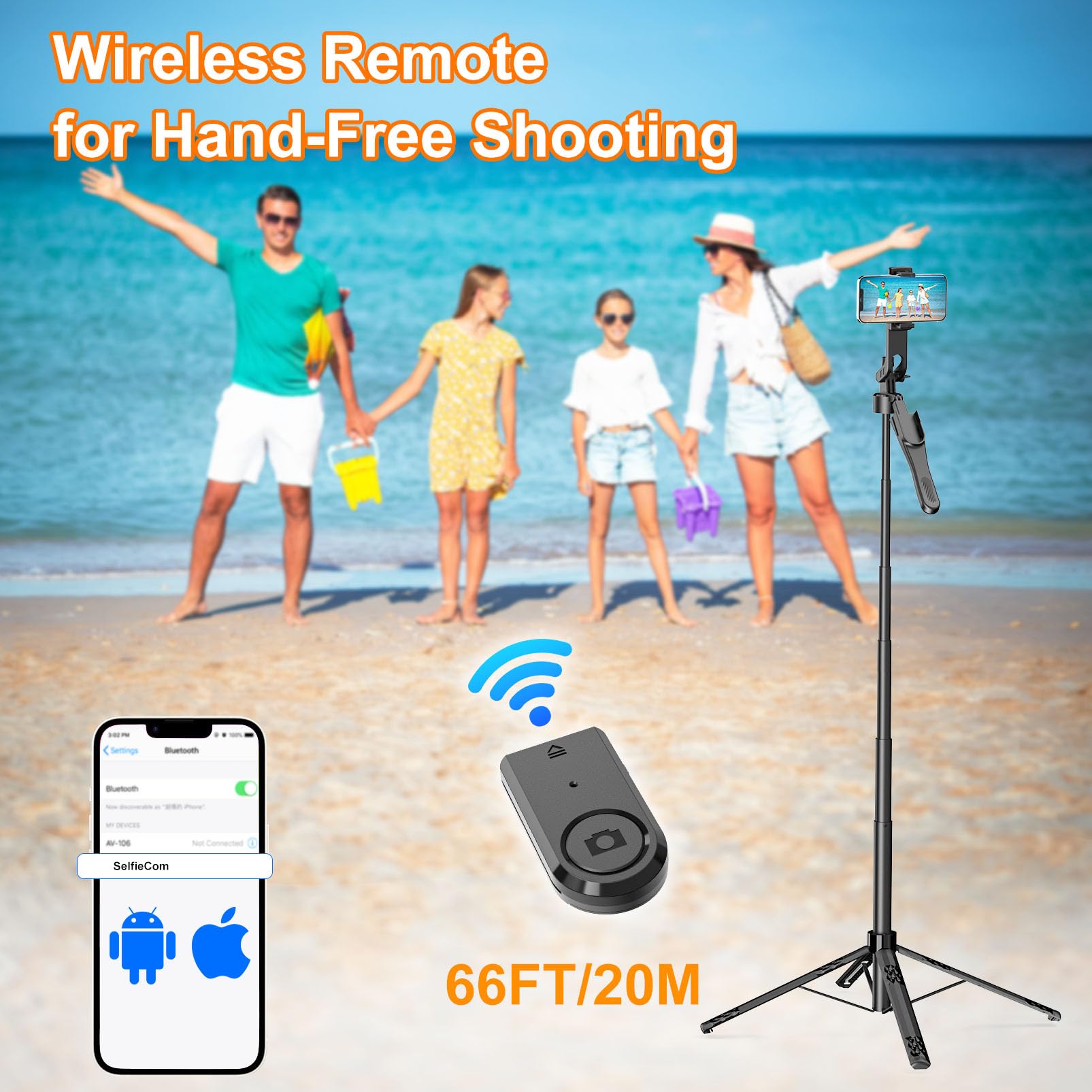 Sosirolo 72'' Cell Phone Tripod With Remote, Iphone Tripod Stand & Selfie Stick For Video Recording, [4 Legs] Travel Tripod For Gopro Cellphone Iphone/Android Pro Max