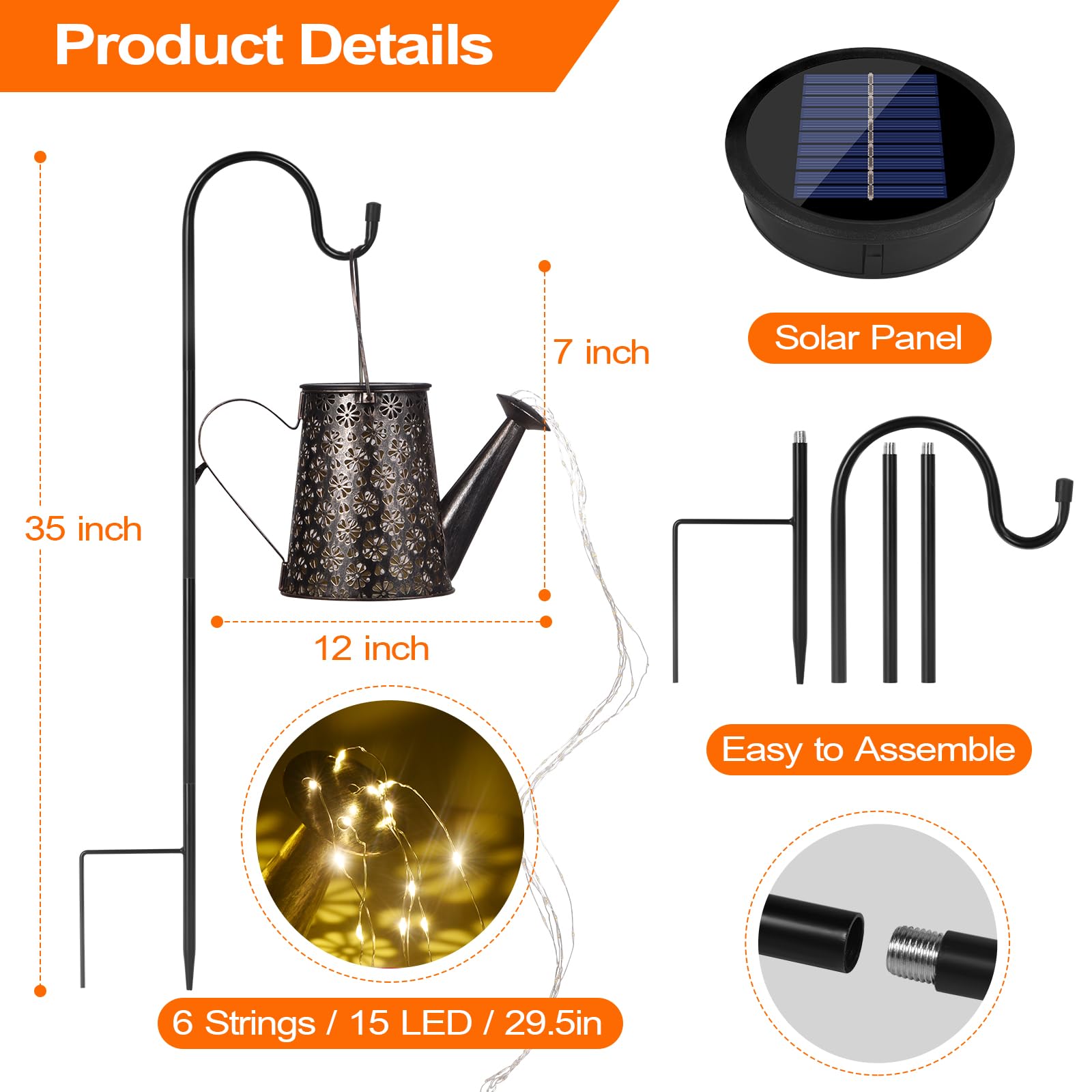 Komirom 90 Led Solar Watering Can With Lights, Waterproof Large Hanging Lantern Landscape Solar Lights Outdoor Garden Decor For Outside Yard Porch Gardening  For Mom Birthday Mother'S Day