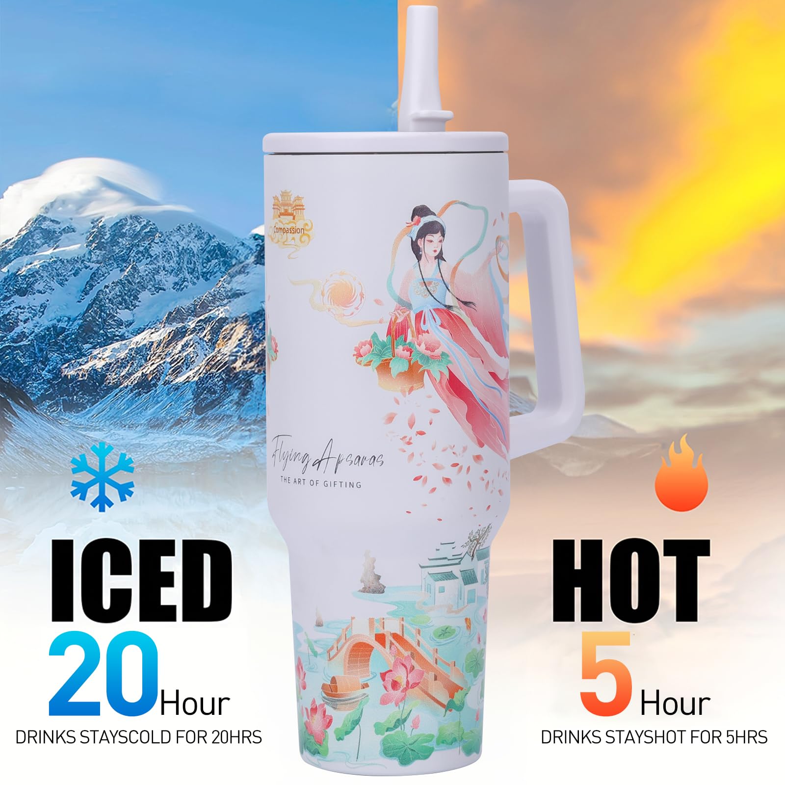 40Oz Spill Proof Tumbler With Handle And Straw，Water Bottle With Straw，Cups With Lids And Straws