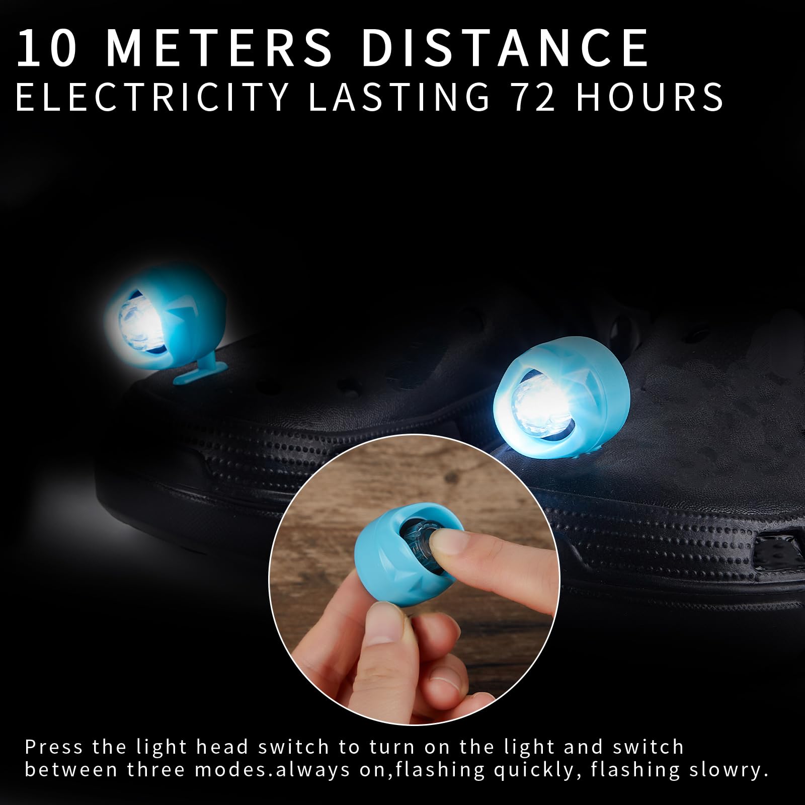 Chefensty Rechargeable Led Clogs Shoes Light 2 Pcs,For Headlights For Croc 72 Hours In The Dark,For Dog Walking,Handy Camping,Night Running (Rechargeable Blue)