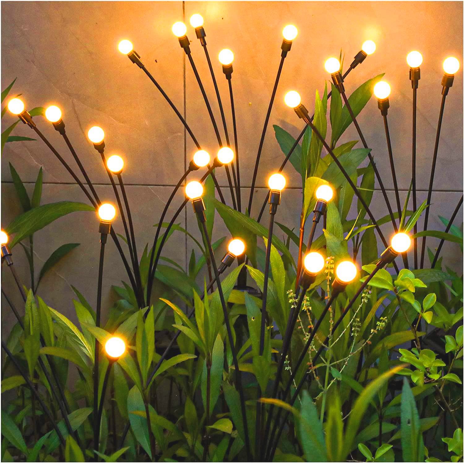 Tonulax Solar Garden Lights - Solar Swaying Light, Sway By Wind, Outdoor Lights, Yard Patio Pathway Decoration, High Flexibility Iron Wire & Heavy Bulb Base, Warm White (4 Pack)