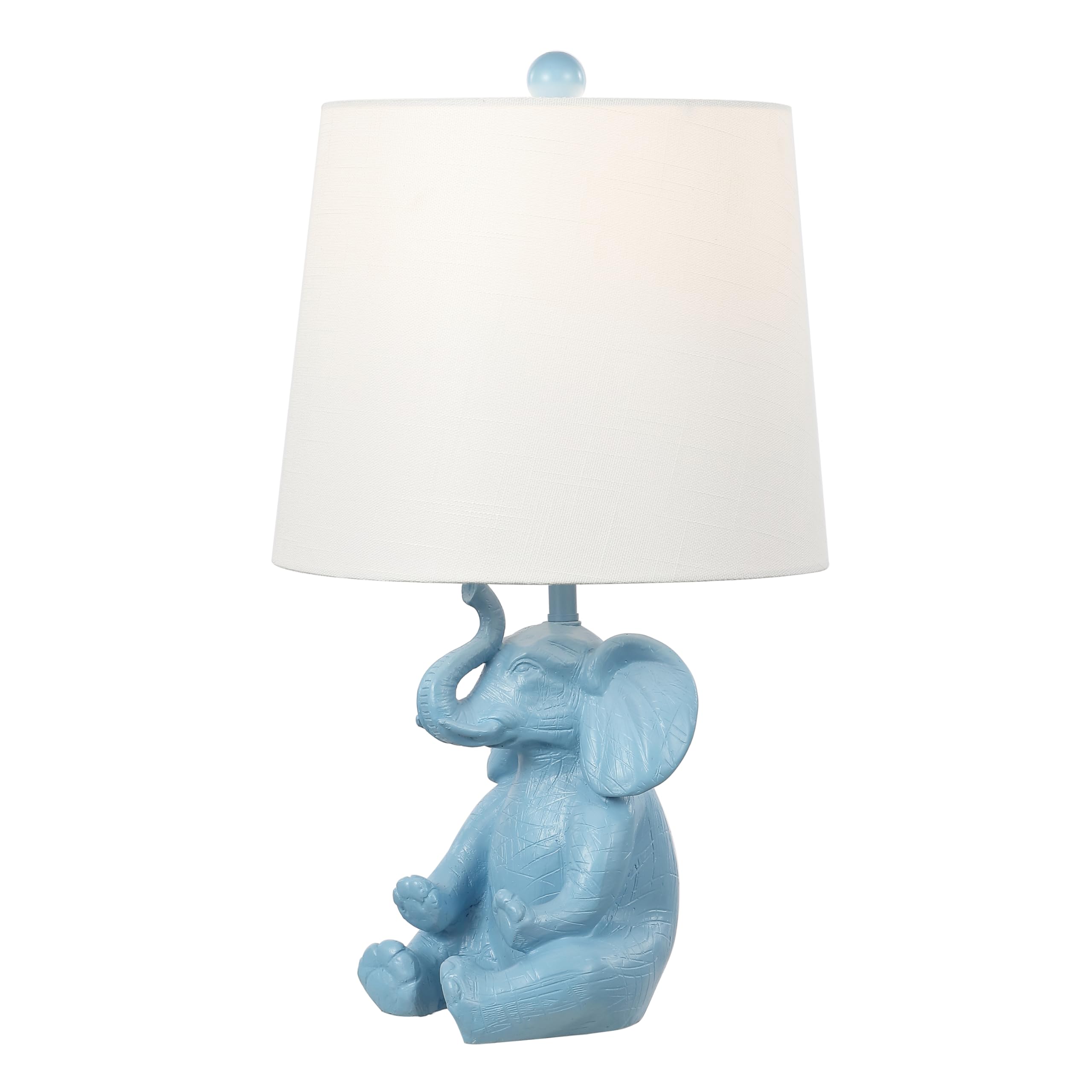 Jonathan Y Jyl4060C Kairi 21" Modern Shabby Chic Resin/Iron Happy Elephant Led Kids' Table Lamp With Phone Stand For Bedroom, Living Room, Office, Blue