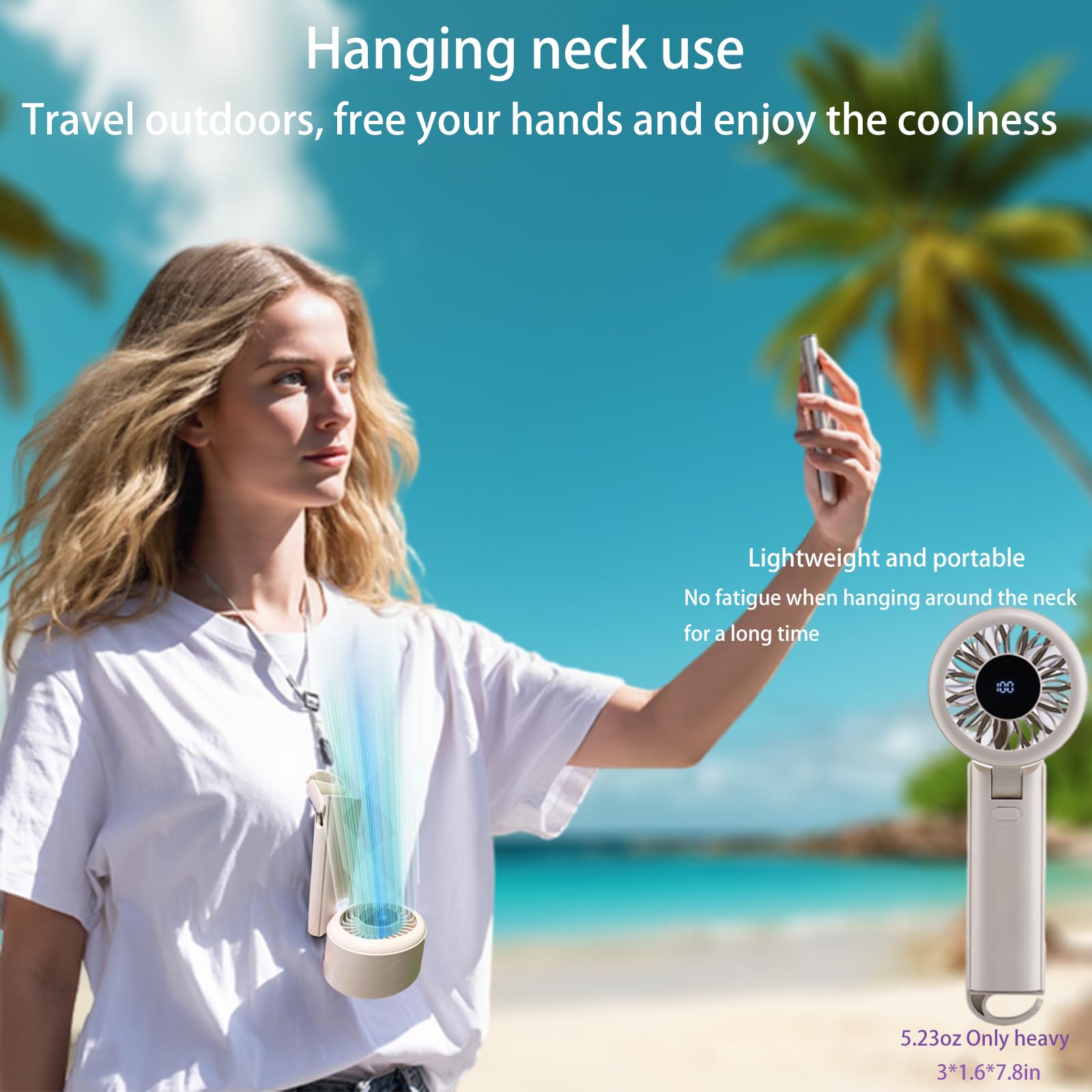 Portable Fan-3 In 1 Usb Rechargeable Handheld Mini Fan, Multifunctional Small Fans With 100 Speed
