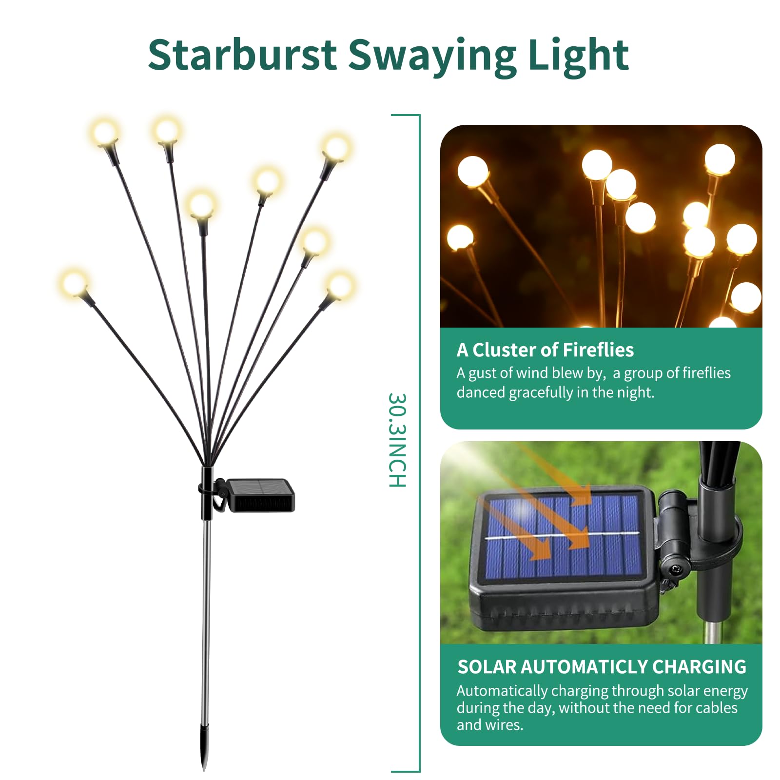 Vignuto Solar Lights Outdoor Waterproof, 4 Packs 32Led, Solar Garden Lights, Patio Lights, Garden Decor, Patio Decor, Firefly Lights Solar Outdoor, Unique  For Women,  For Grandma