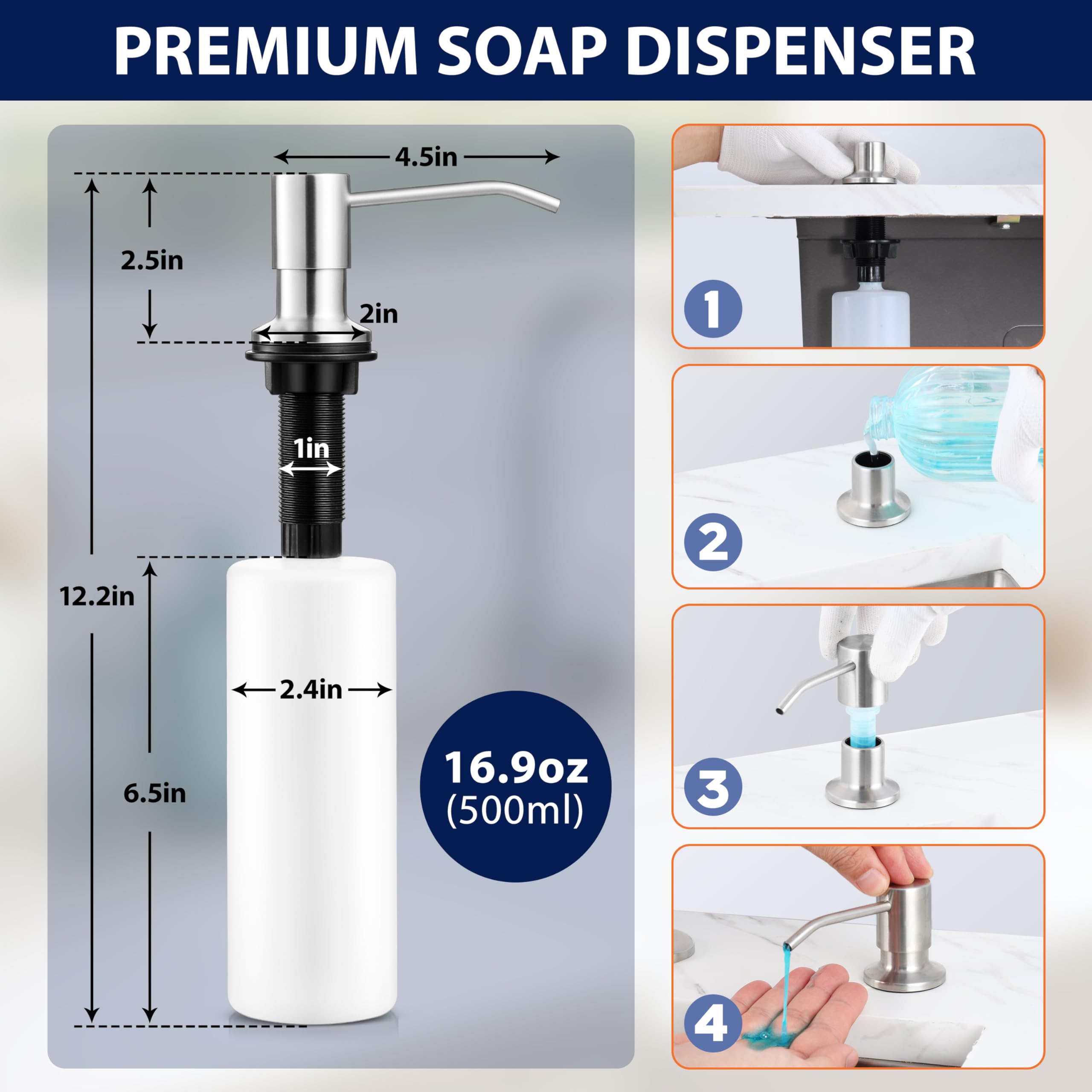 Homikit Touchless Kitchen Faucet With Soap Dispenser, Brushed Nickel Stainless Steel Smart Automatic Motion Sensor Spring Kitchen Sink Faucets With Pull Down Sprayer For Vanity Laundry Rv