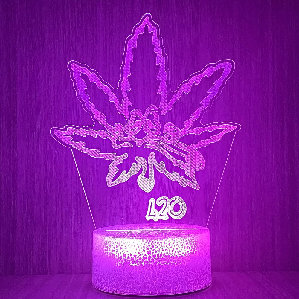Yooce 420 Leaf 3D Led Table Lamp Night Light Optical Visual Illusion Home Decor Lighting