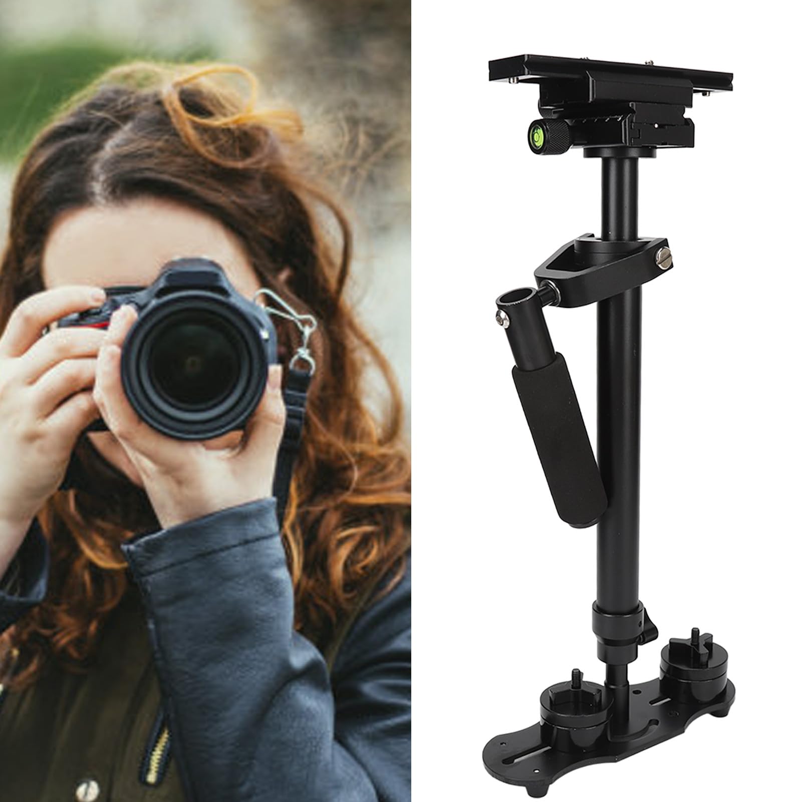 Acouto Camera Stabilizer Quick Balancing 360° Rotation Professional Cnc Aluminum 3 Axis Handheld Stabilizer