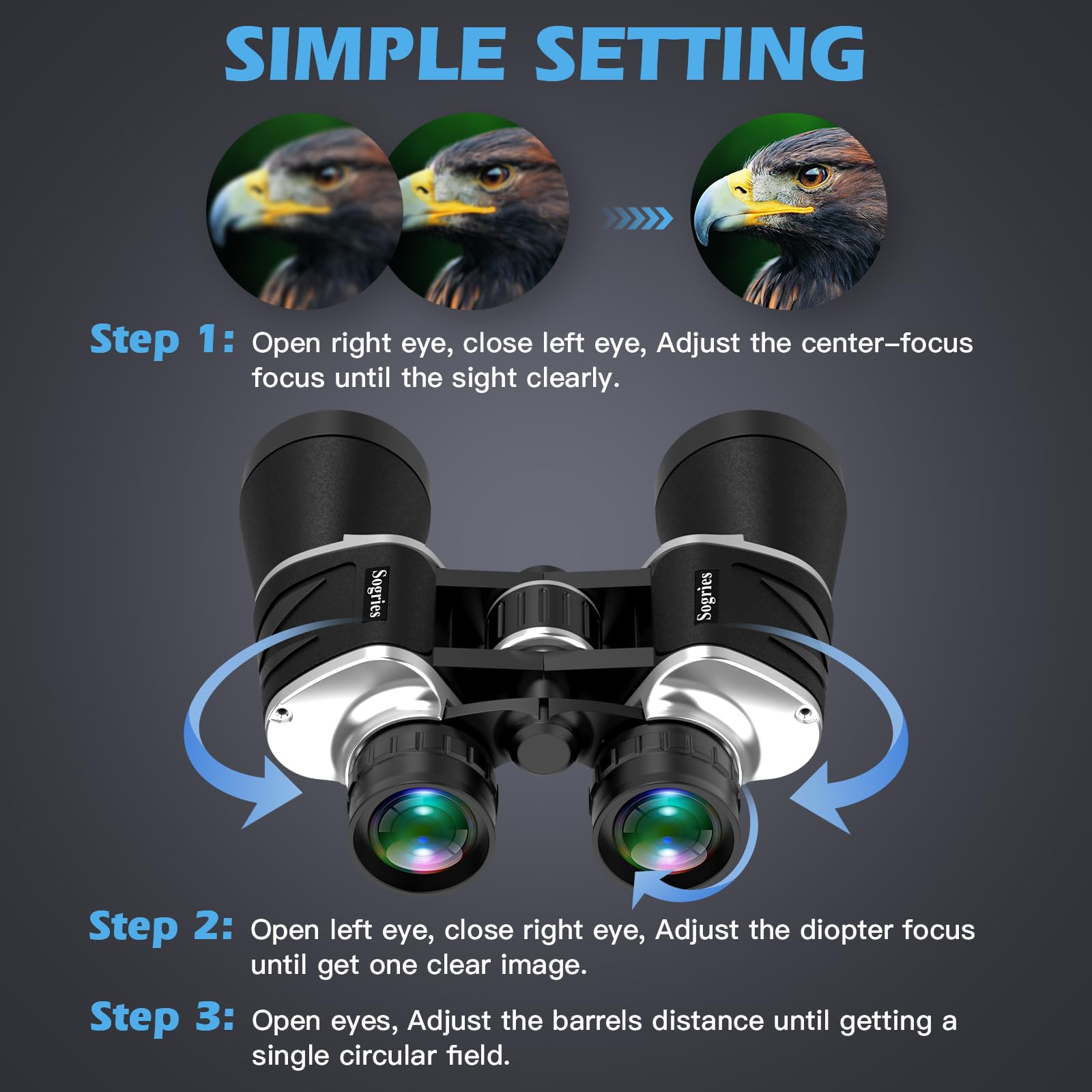 Sogries 20X50 High Power Binoculars For Adults With Low Light Night Vision,Military Compact Hd Professional/Daily Waterproof Binoculars For Bird Watching Hunting/Traveling/Outdoor