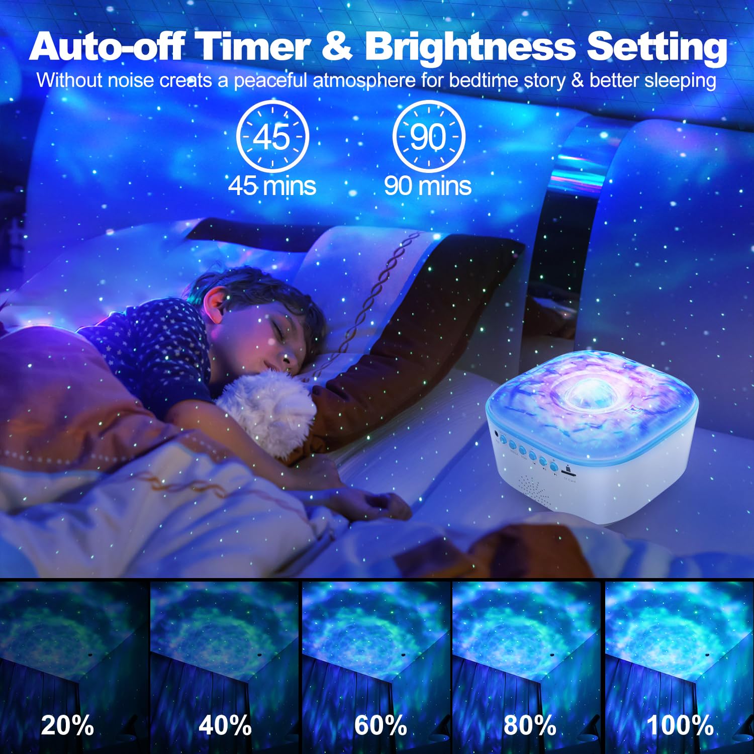 Juzihao Star Projector Galaxy Night Light With Remote Control, Timer, Bluetooth Speaker, Led Aurora Lights Projector For Ceiling 8 Lighting For Kids Adults Bedroom/Room Decor/ Christmas, Birthday