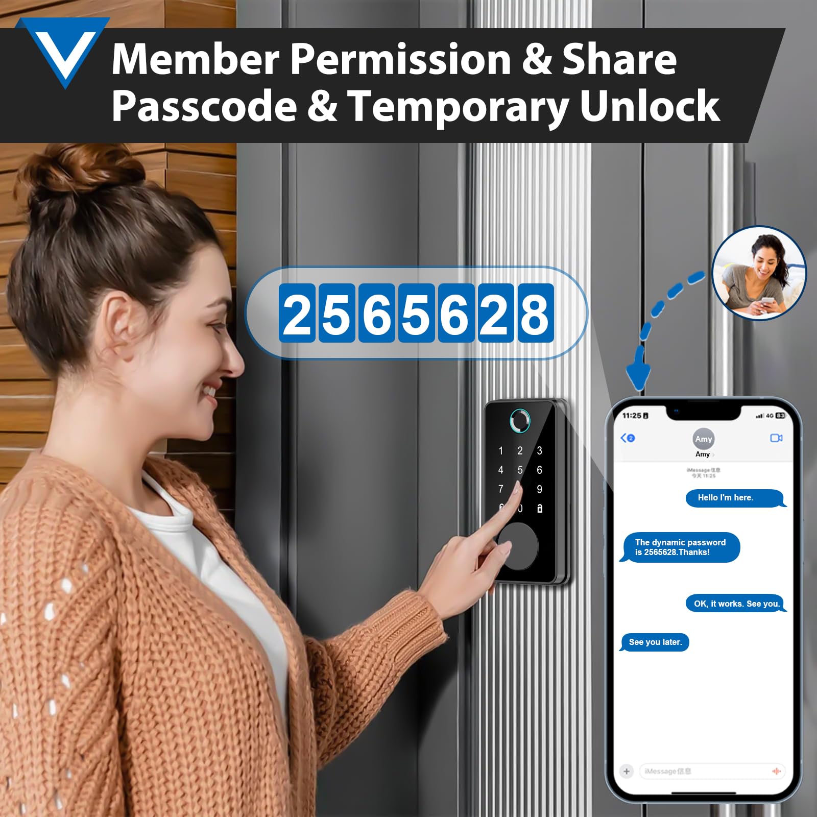 Tgcfing Smart Fingerprint Door Lock, Keyless Entry Door Lock, Front Door Lock With Digital Passcode Keypad, Bluetooth Electronic Deadbolt Lock, Anti-Peeping Password, Auto Lock For Home/Hotel/Office/Apartment