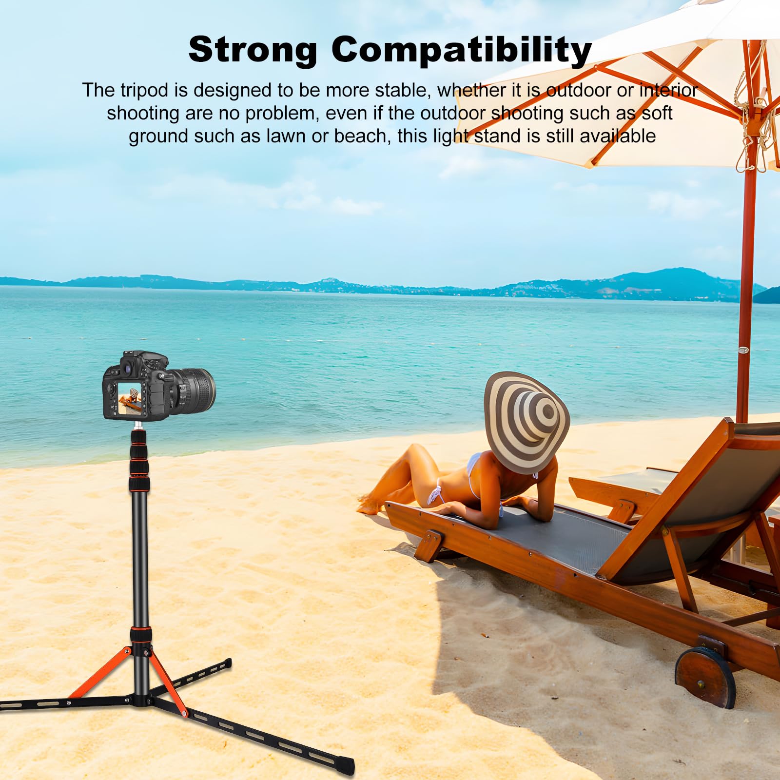 Soonpho Extendable Travel Light Stand 7.2Ft / 2.2M Sturdy Aluminum Alloy Light Weight Adjustable Portable Tripod With Carry Bag For Photography Studio Outdoor Shooting Speedlight Flash Reflector Ring Light