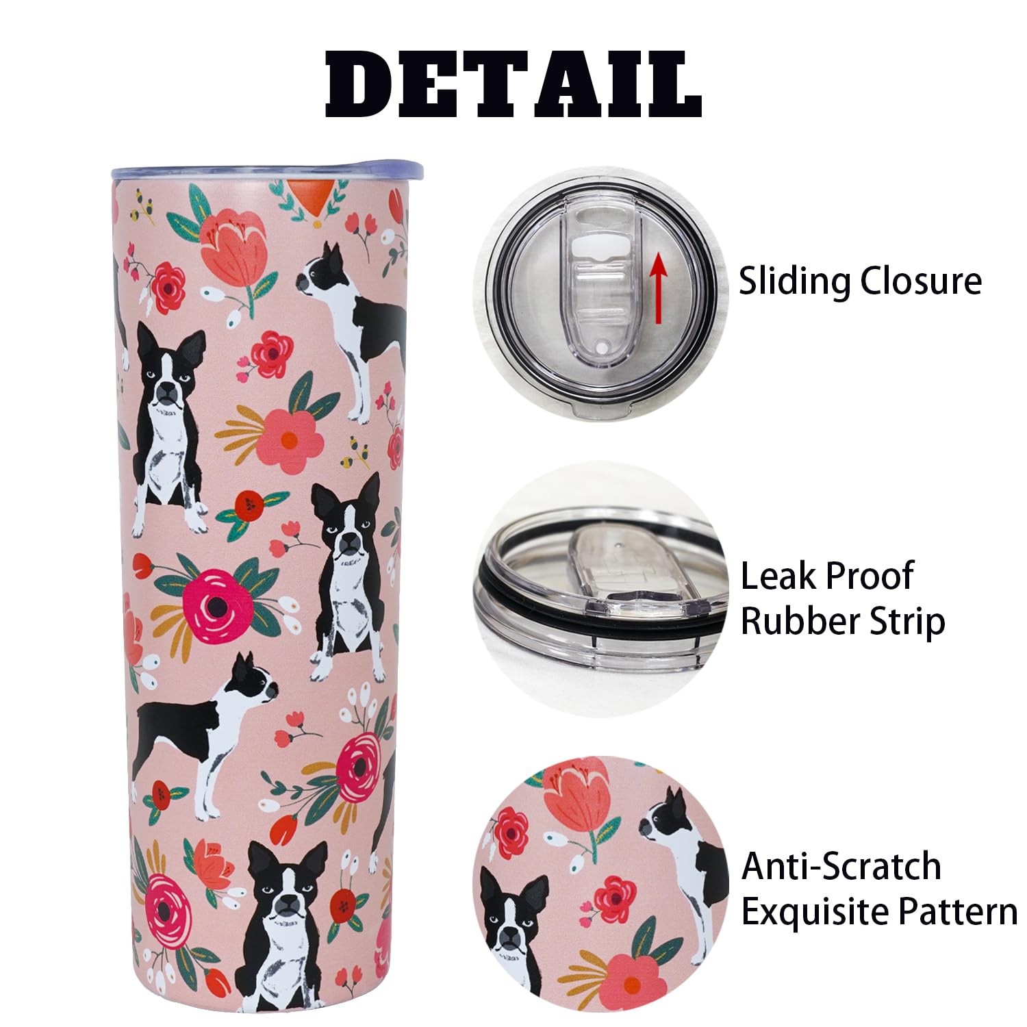Boston Terrier For Women Cute Dog Tumbler Coffee Cup For Women Boston Terrier Travel Mug