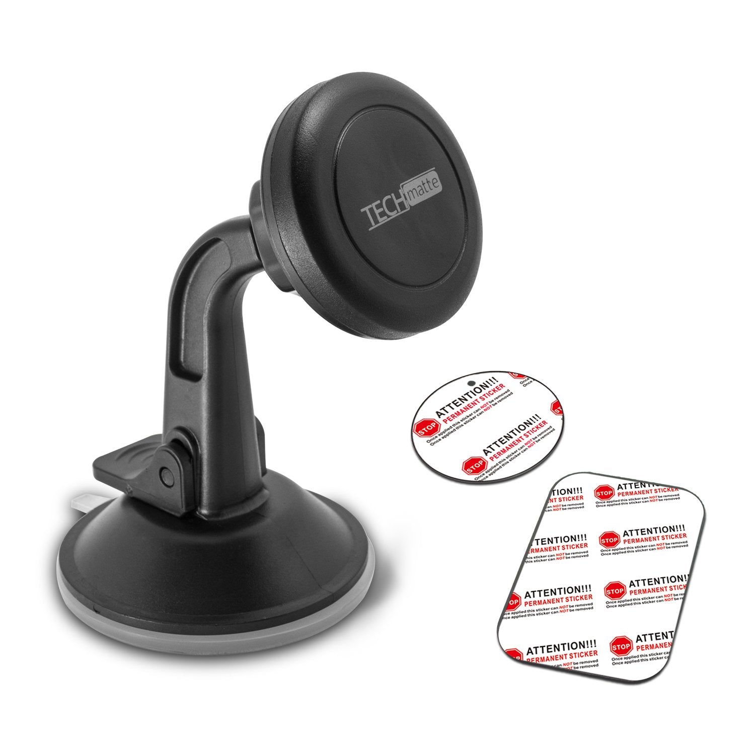 Techmatte Car Phone Mount Magnetic-Dashboard Mounted Car Phone Holder-Universal Smartphone Compatibility With Strong Magnetic Technology (Black), Portable Electronic Device Mount
