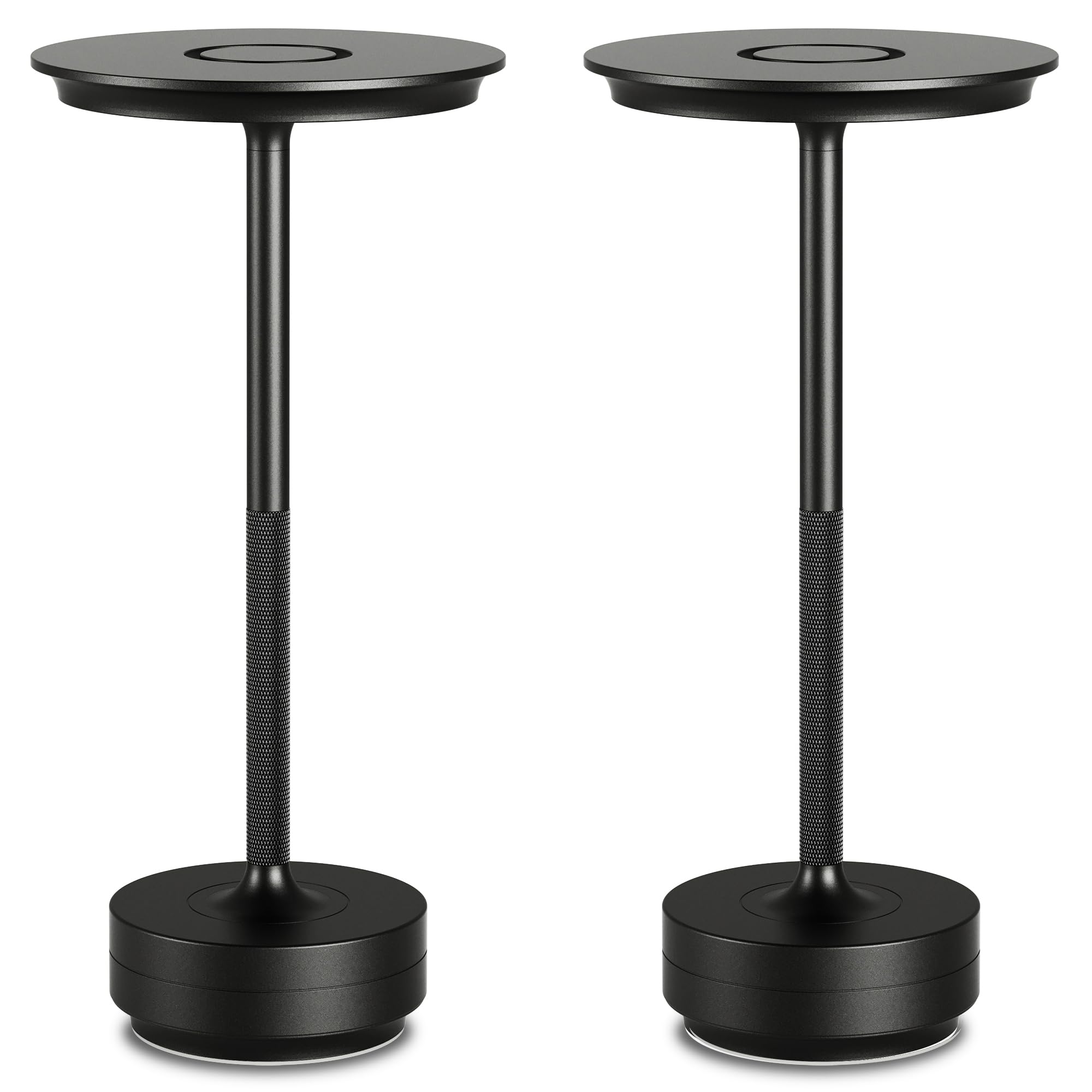 Jonemo 2 Pack Cordless Table Lamp, Led Rechargeable Table Light With 3 Temp Settings, Stepless Dimming, 5000Mah Battery, Usb-C, Memory, Aluminum Alloy, For Home, Patio, Restaurant, Outdoor. Black