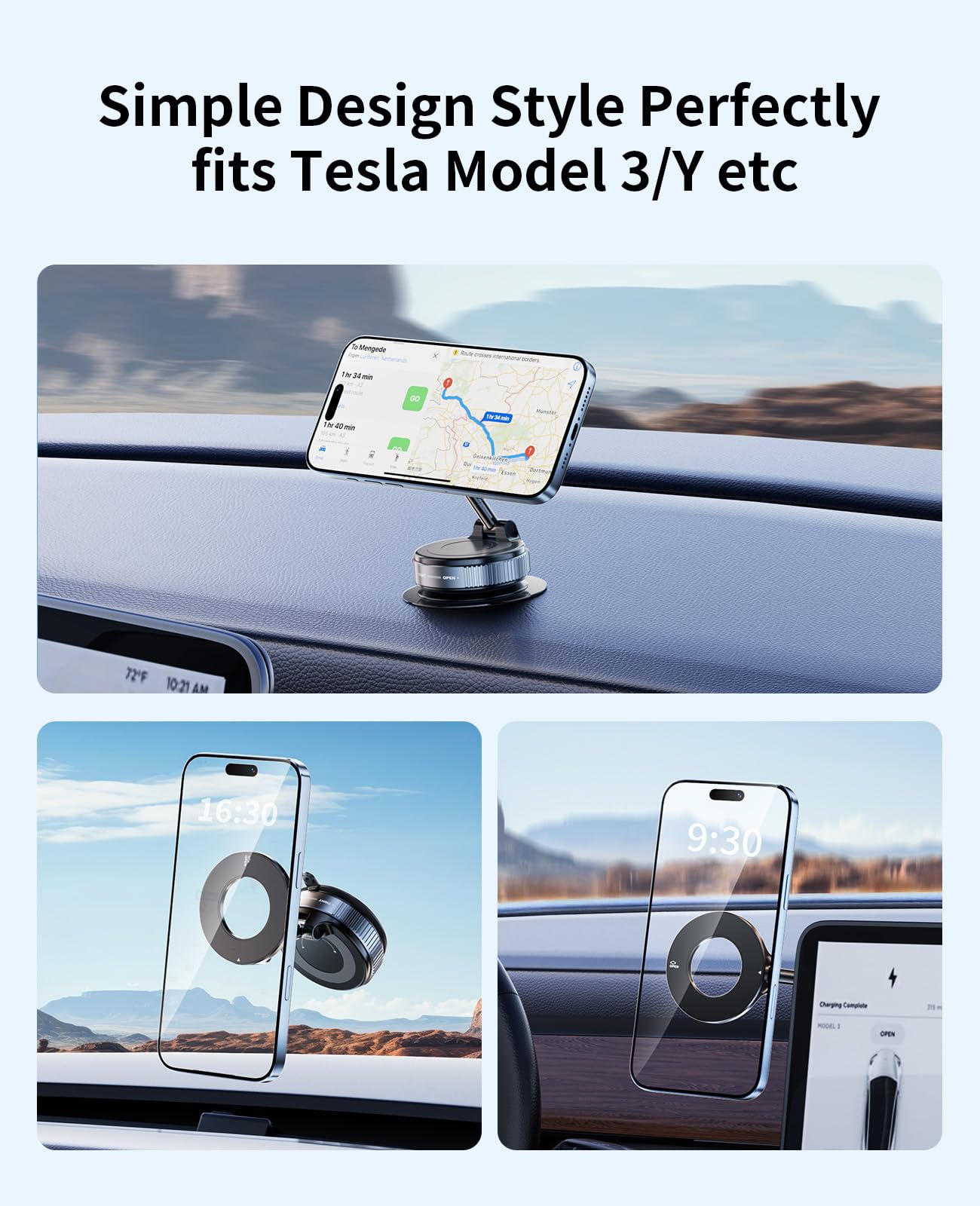 Dkgeveao Vacuum Magnetic Phone Holder For Car,Suction Cup Phone Mount,Foldable Vacuum Magnetic Phones Stand,Magnet Car Mount For All Smartphones & All Vehicle & Gym/Bathroom Mirror