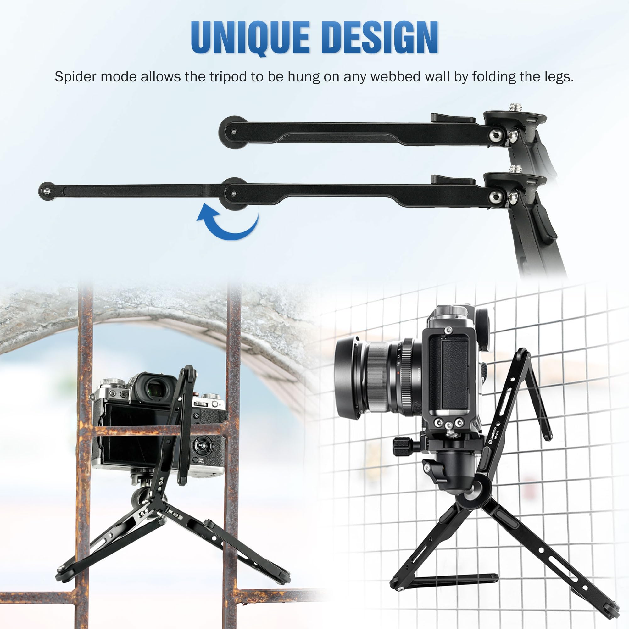Leofoto 9.84" Aluminum Table Tripod With Ball Head For Camera, 360° Rotation Desktop Tripod With 1/4" Screw For Phone Adaptor/Projector/Sport Camera, Max Load 11Lb